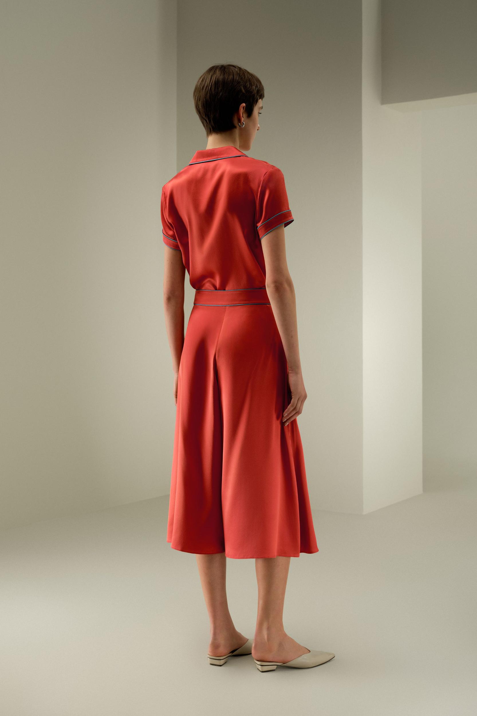 LILYSILK x Elizabeth Womens Capri Trousers Silk - Brick Red 100% OEKO Silk - Comfortable Wide Leg Pants 16 Product Image