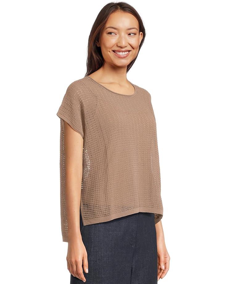 Fine Stretch Jersey Knit Crew Neck Square Top Product Image
