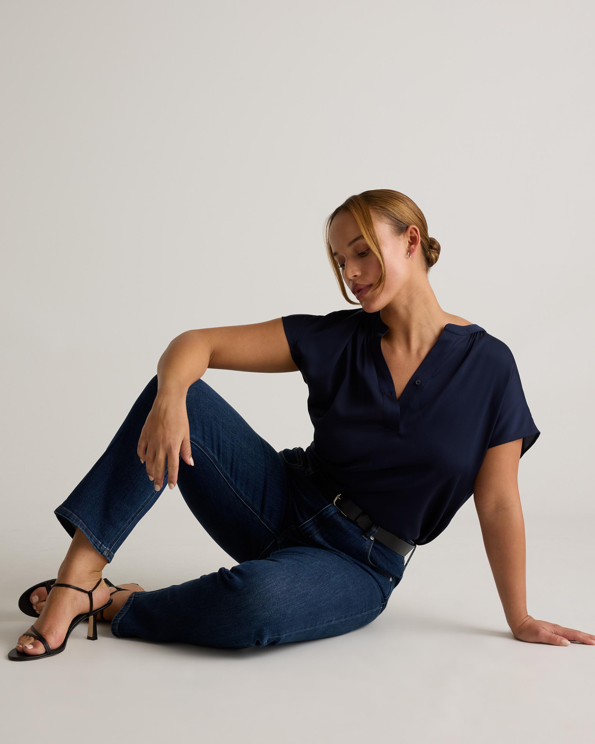 Quince | Women's Luna Stretch Slim Straight Jeans Organic Cotton Product Image