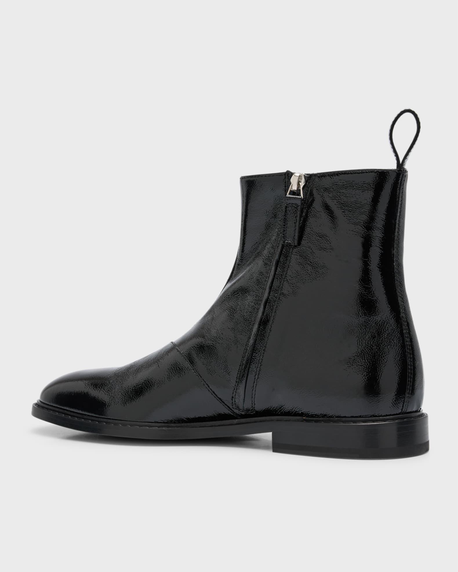 Men's Textured Logo-Plate Ankle Boots Product Image