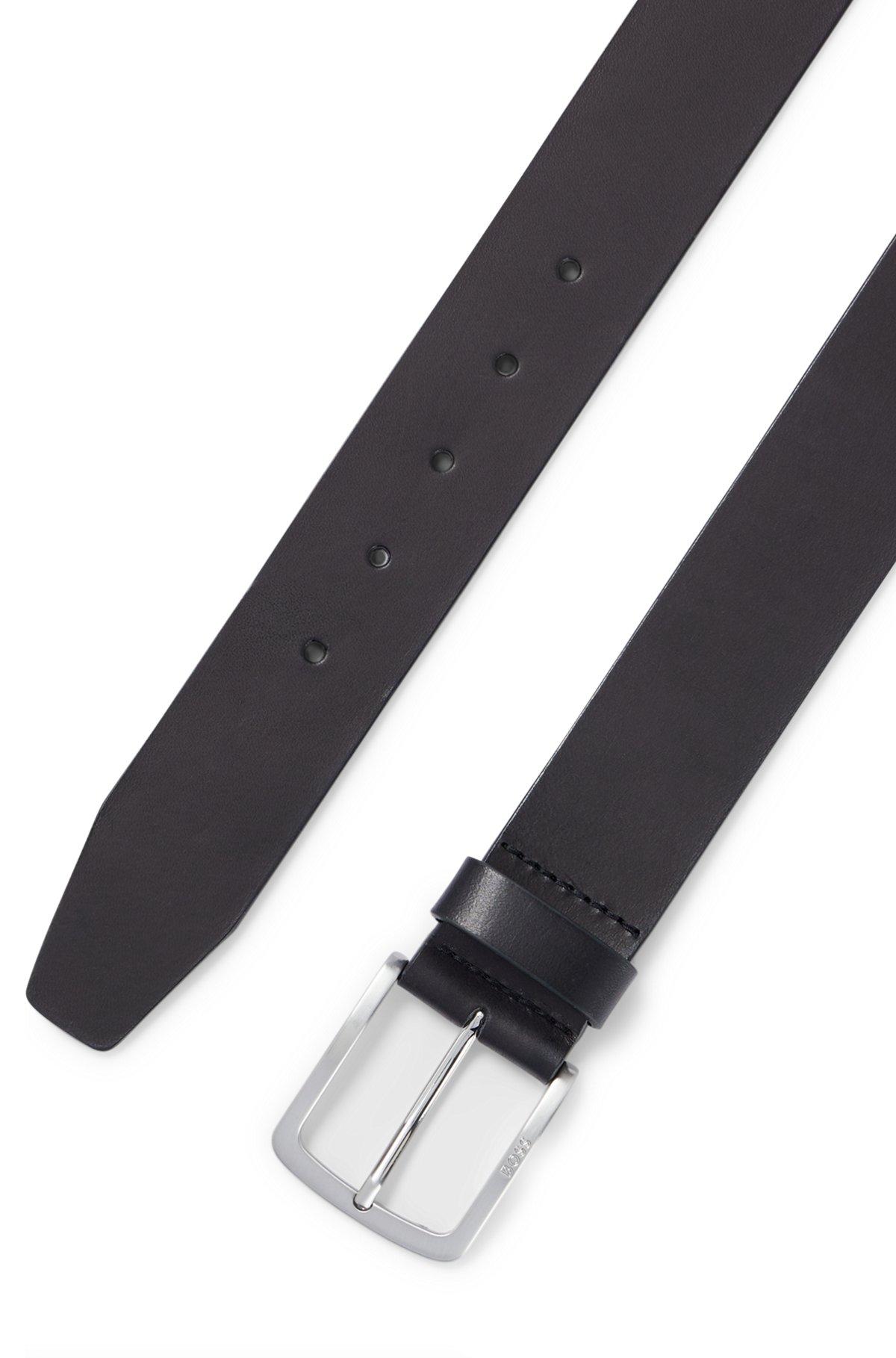 Italian-leather belt with logo-engraved buckle Product Image