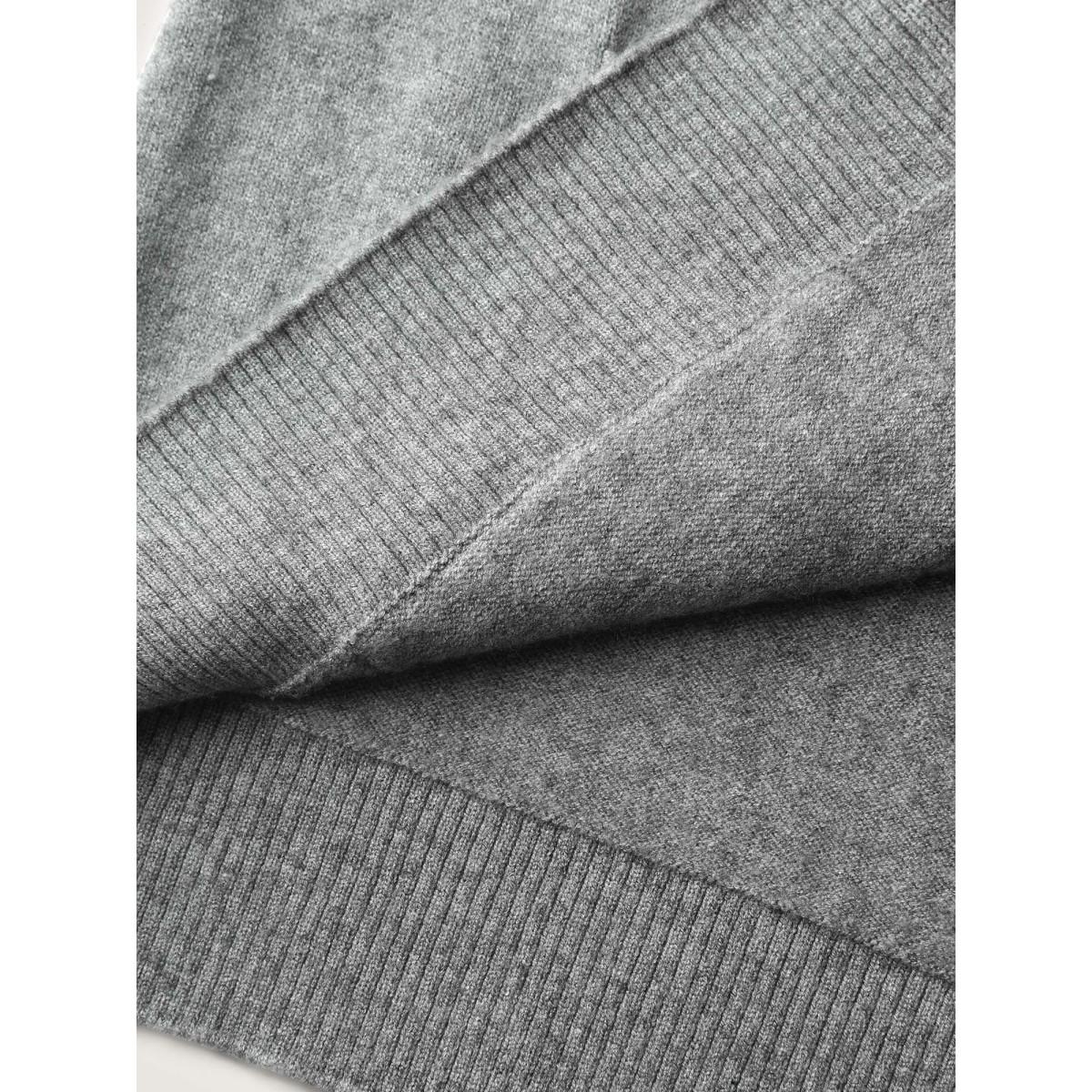 Plus Size Supersoft Button Detail Ribbed Hem Pullover DarkGray Women Leisure Loose Long Sleeve Round Neck Casual Pullovers BloomChic 10/M Product Image