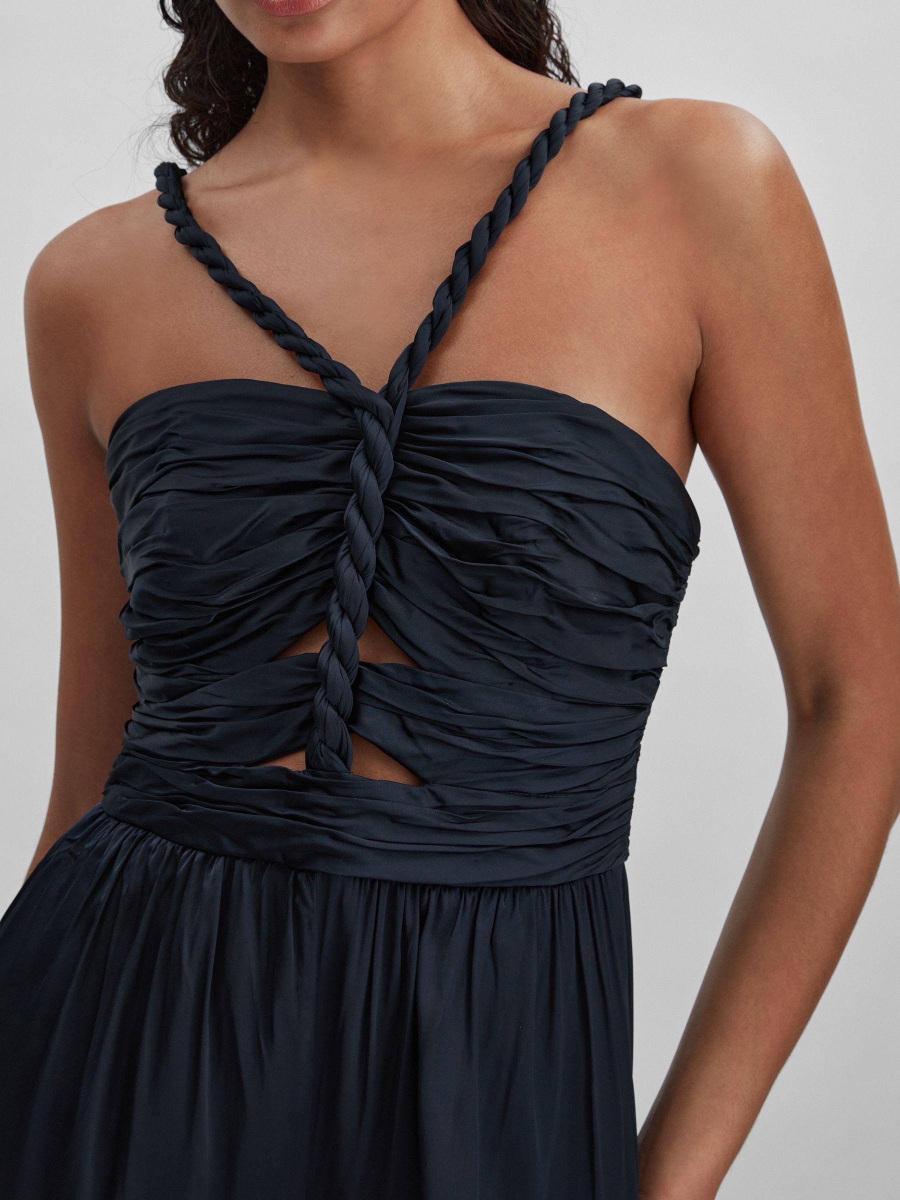Amur Ruche Detail Wide Leg Jumpsuit in Navy Product Image