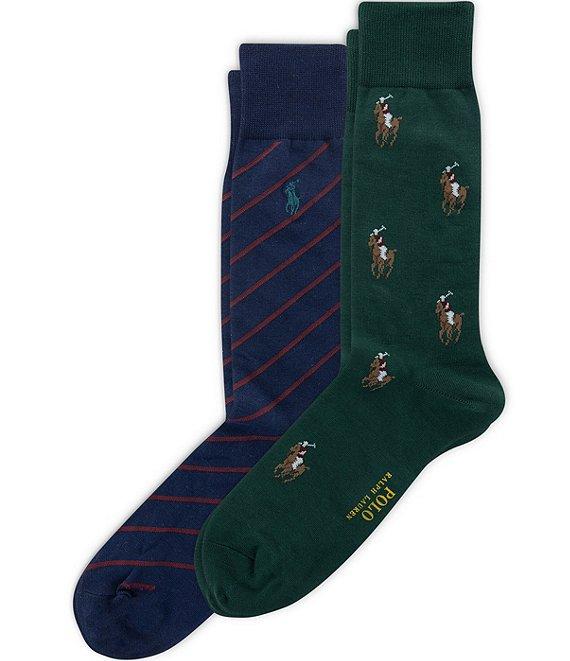 Polo Ralph Lauren Polo Player/Striped Dress Socks 2-Pack Product Image