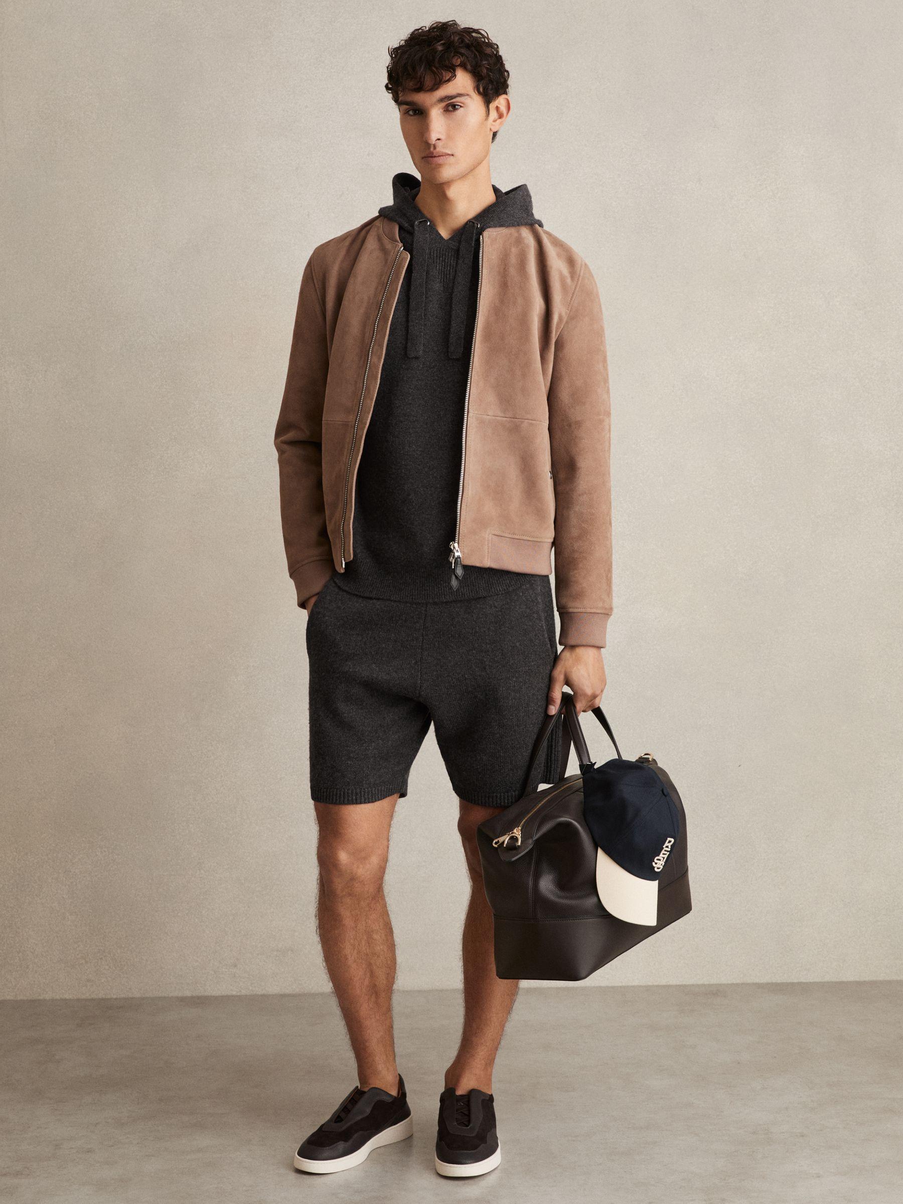 Wool Blend Heavy Knit Hoodie in Charcoal Melange Product Image