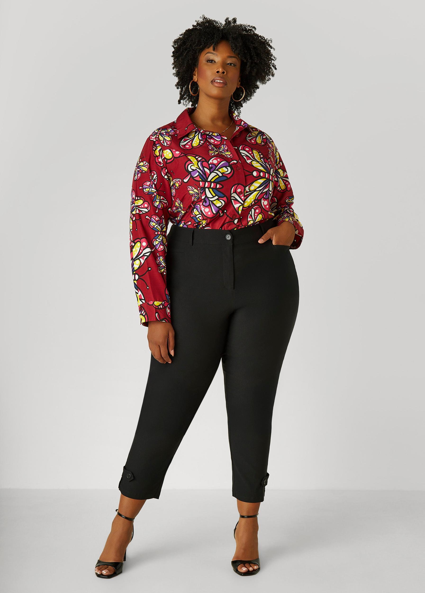 Plus Size Butterfly Print Shirt Ashley Stewart Product Image