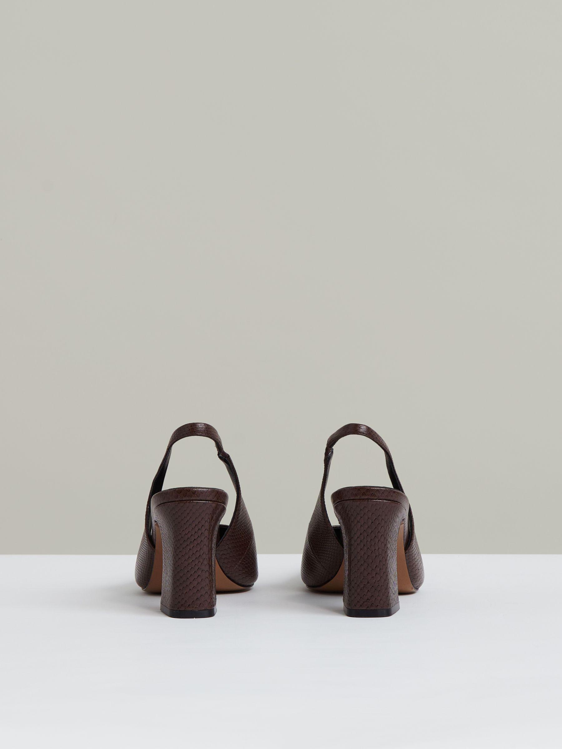 Leather Slingback Court Shoes in Chocolate Product Image