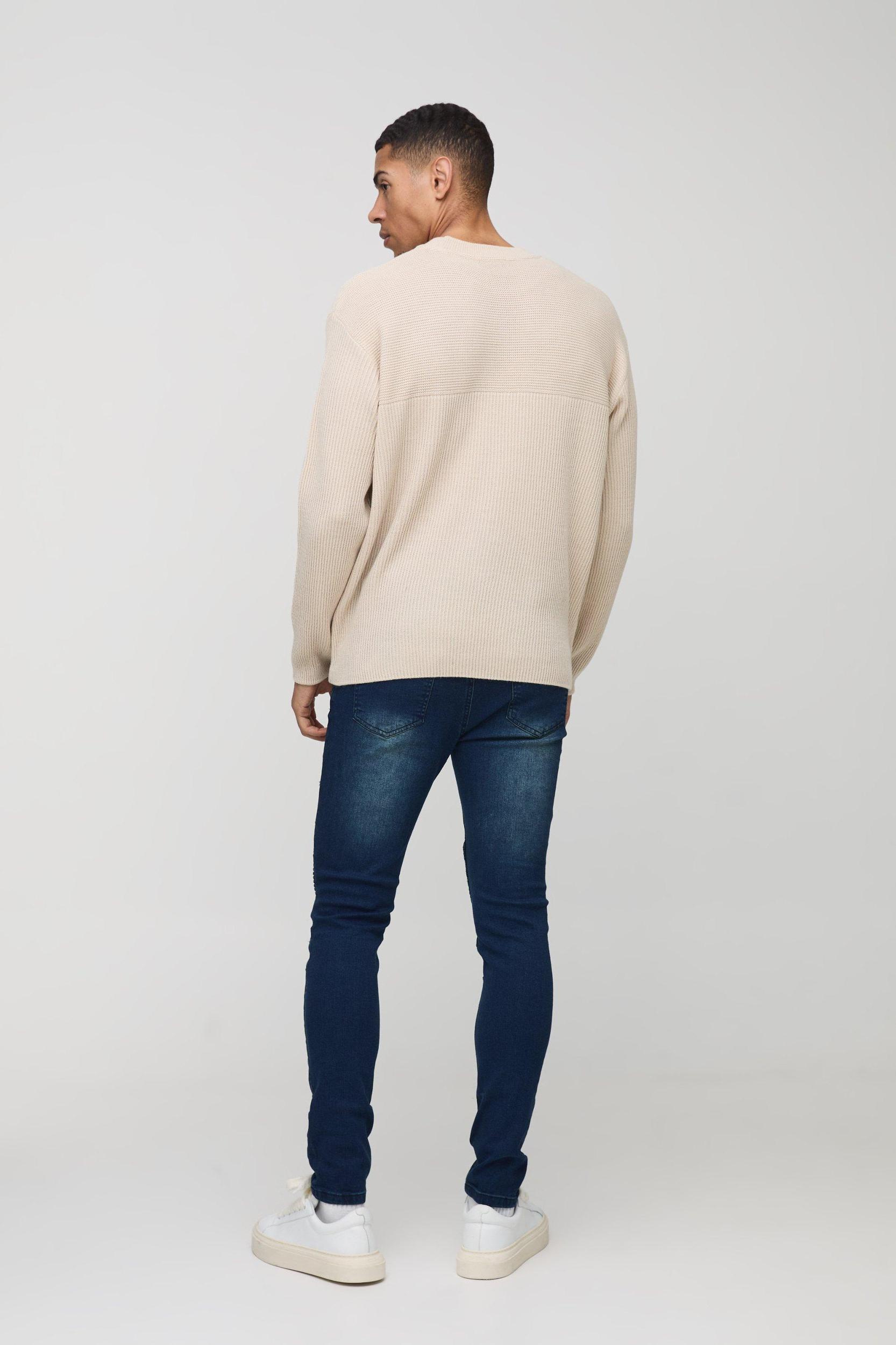 Skinny Stretch Ripped Distressed Biker Jeans | boohooMAN USA Product Image