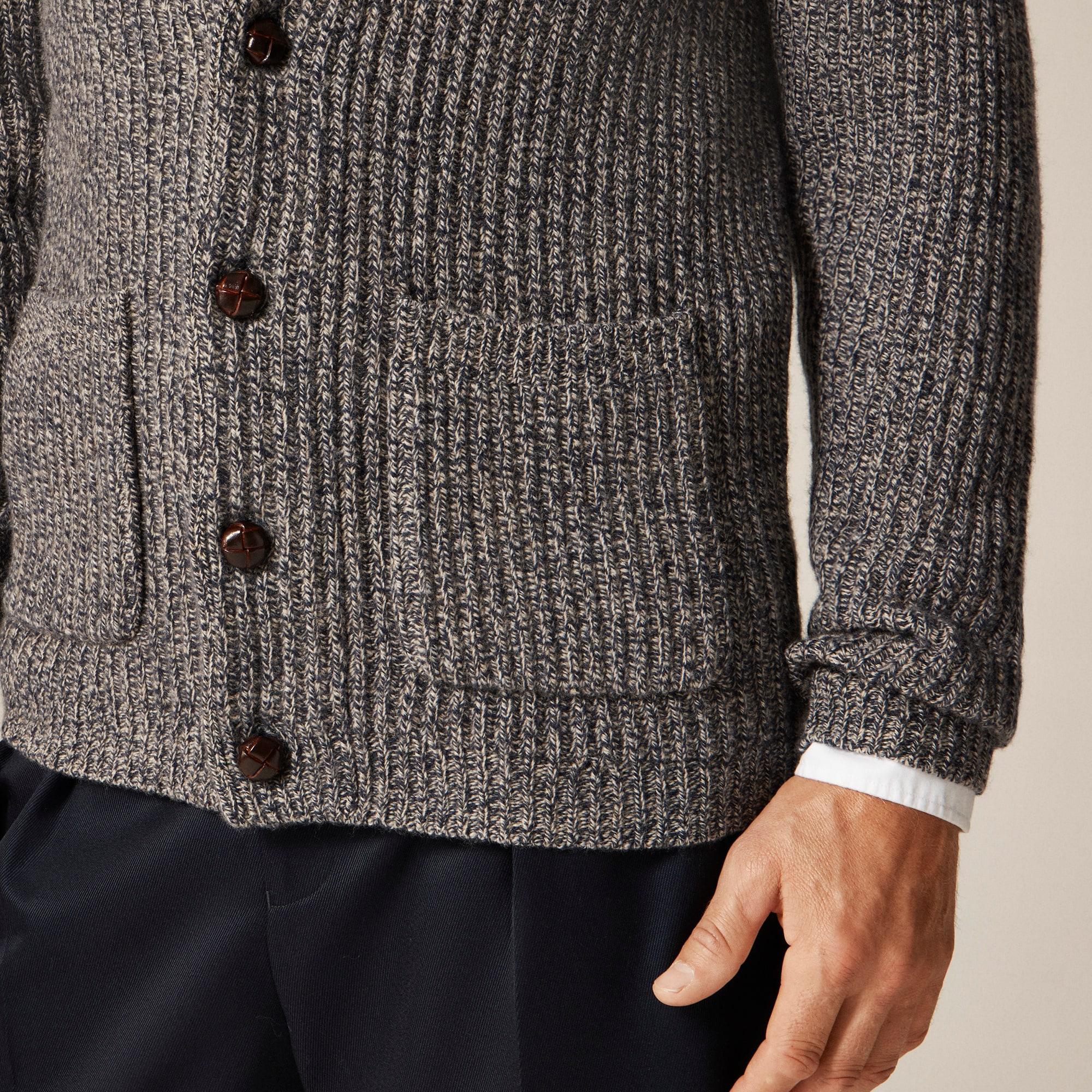 Rugged merino wool-blend cardigan sweater Product Image