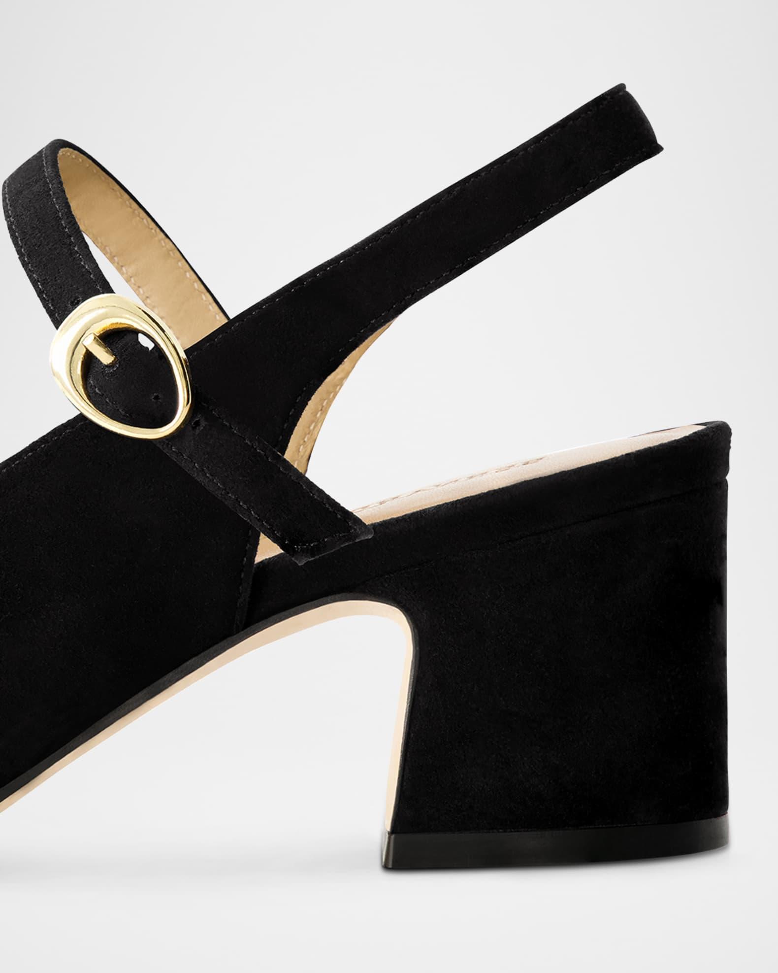 Suede Mary Jane Peep Slingback Pumps Product Image