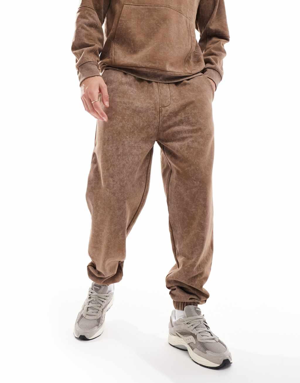Another Influence acid wash sweatpants in brown Product Image