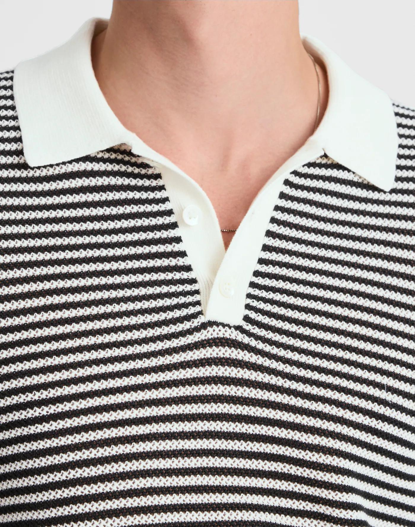 Pointelle-Stripe Sweater Polo Product Image