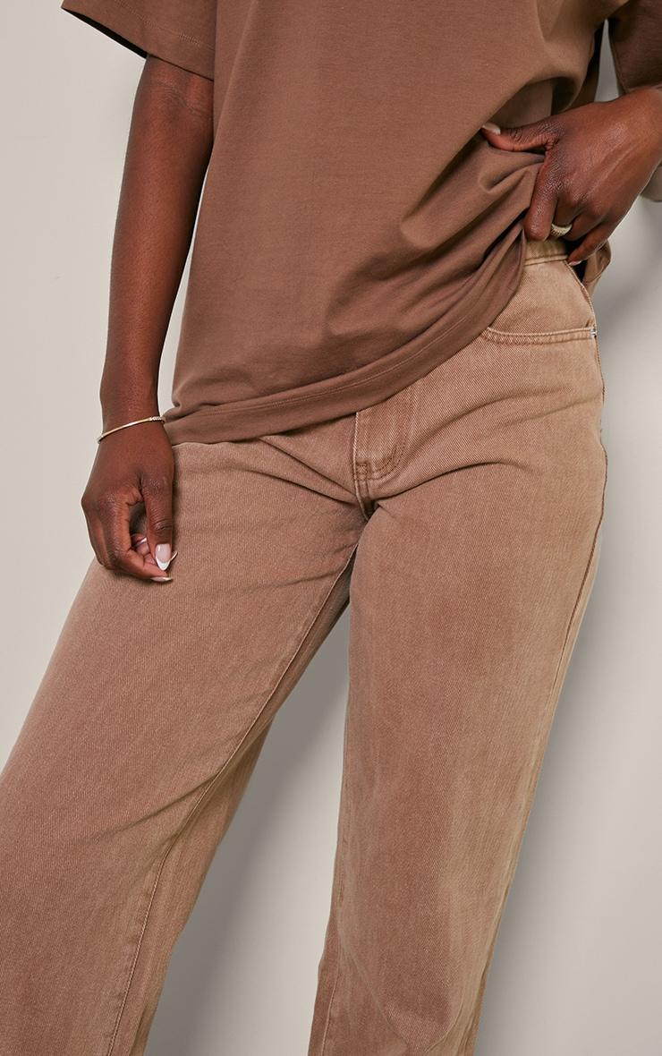 Tall Brown Washed Mid Rise Straight Leg Jeans Product Image