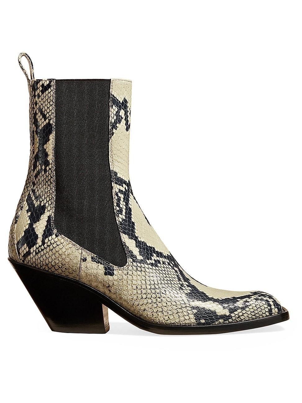 Womens Austin 60MM Snake Leather Ankle Boots Product Image