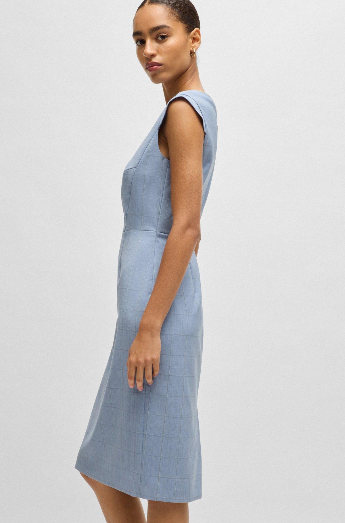 BOSS - Bodycon business dress in checked wool - Patterned Product Image