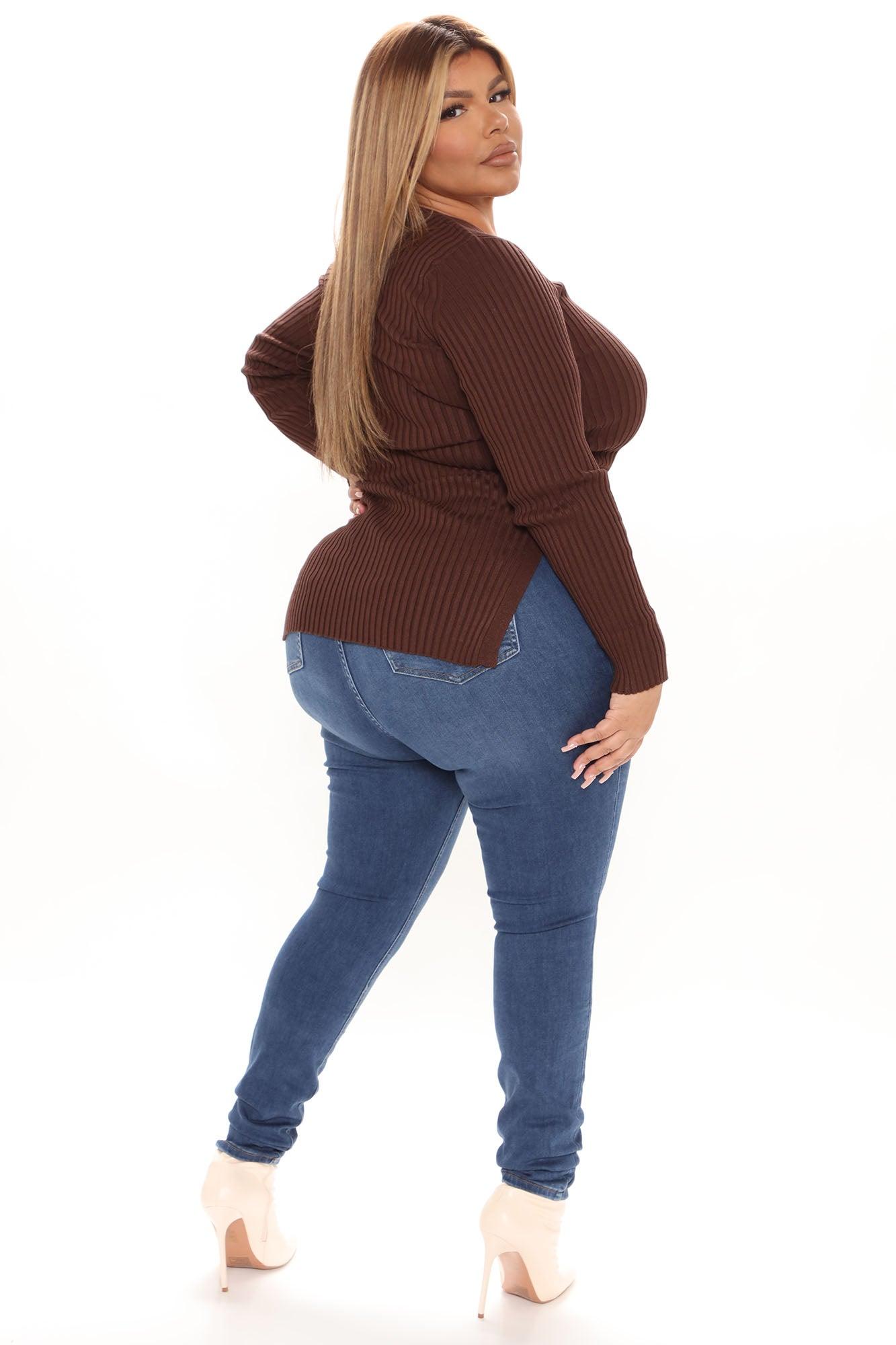 Giving Me The Feels Sweater - Chocolate Female Product Image