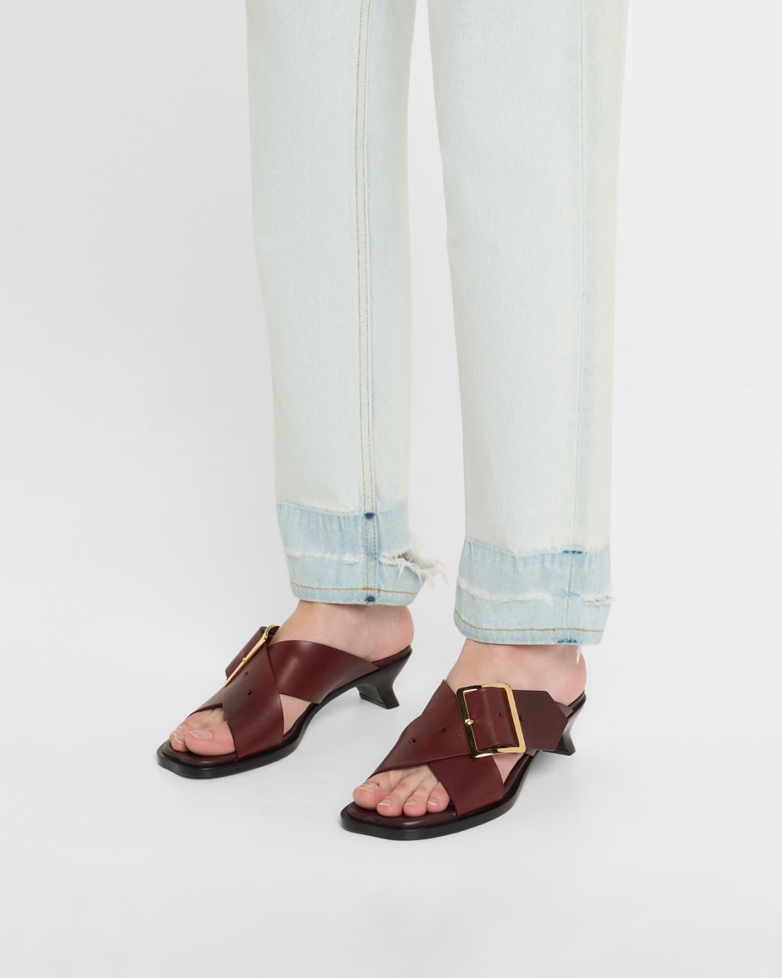 Petal Leather Buckle Slide Sandals Product Image