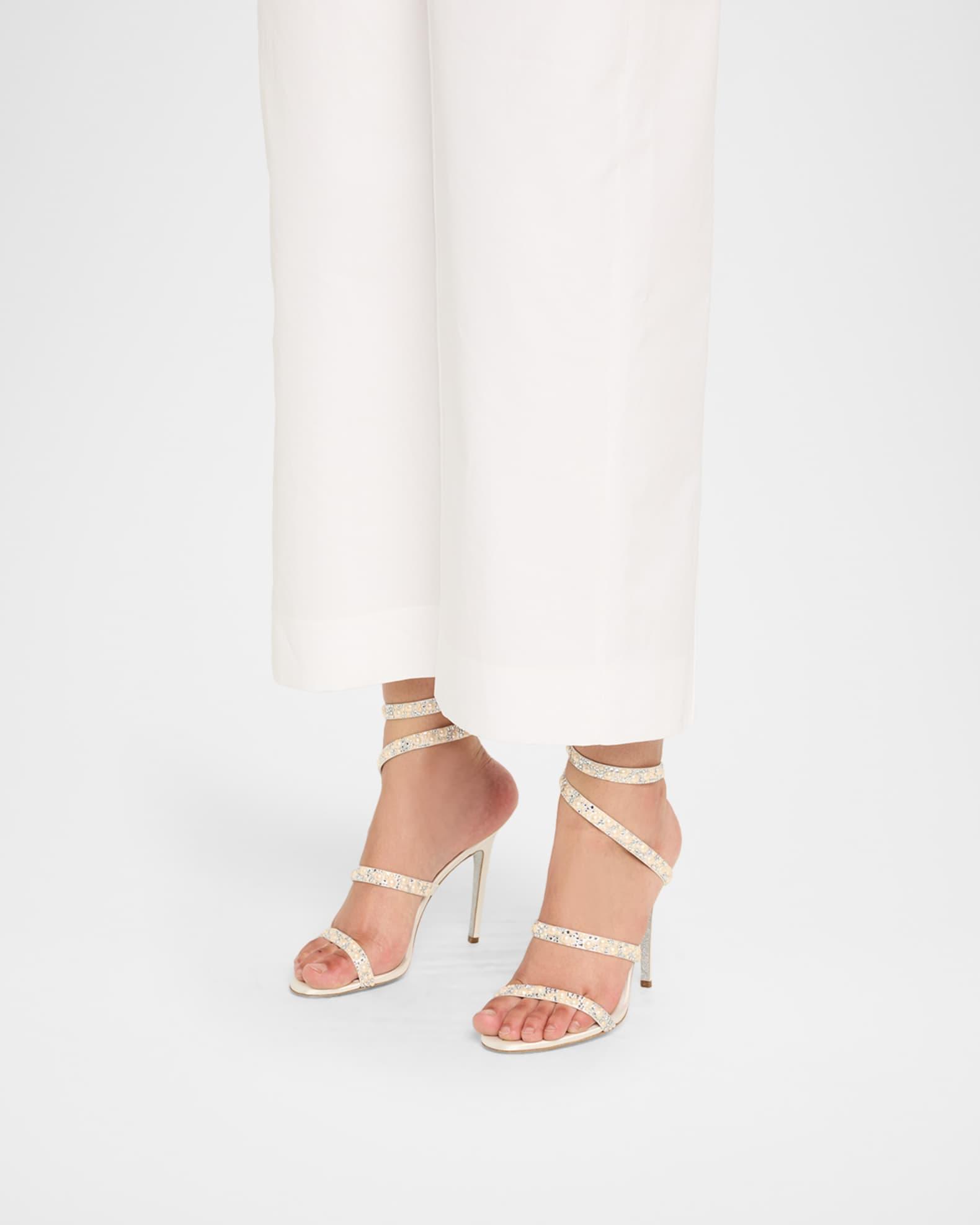 Cleo Satin Crystal Snake-Wrap Sandals Product Image