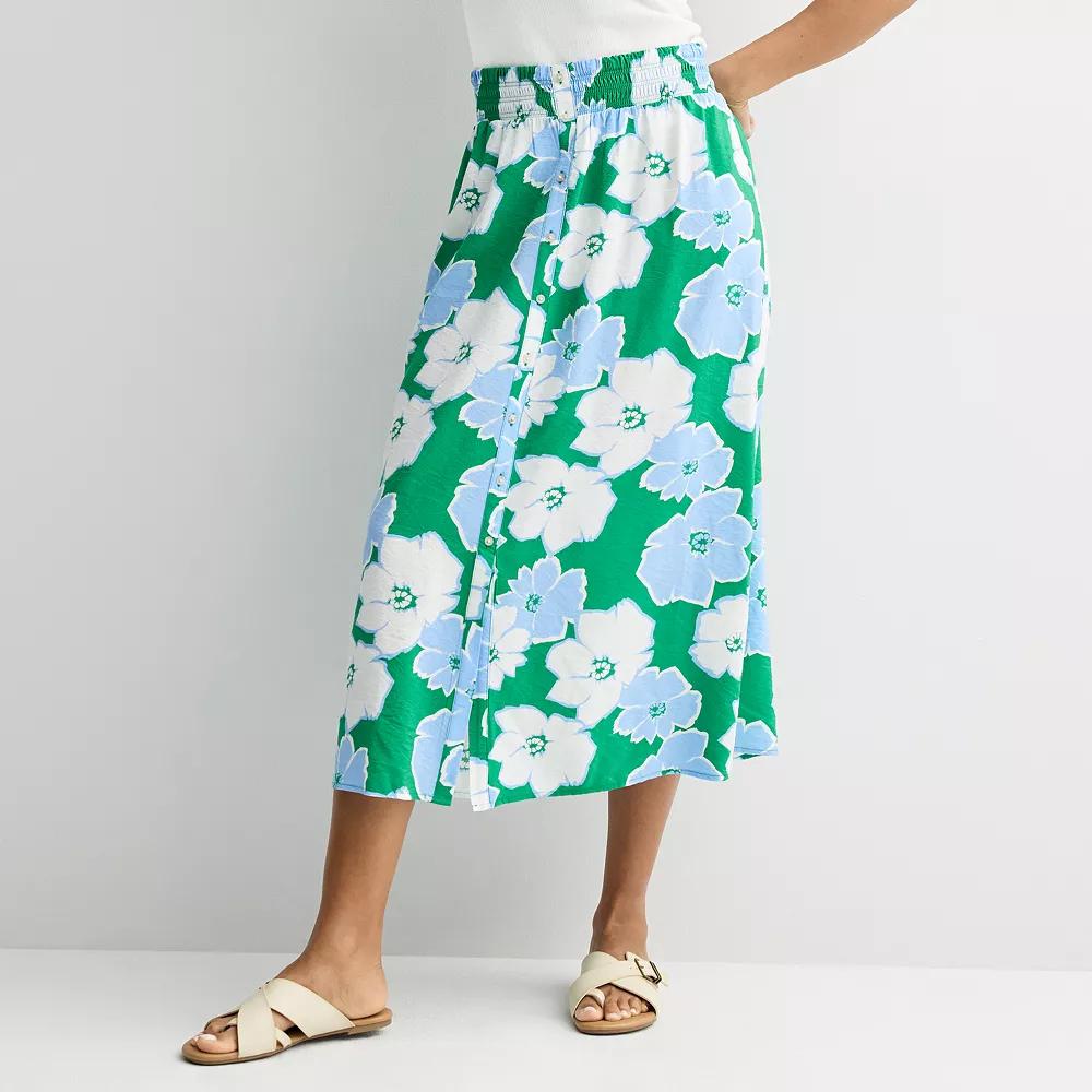 Womens Sonoma Goods For Life Button-Front Midi Skirt Product Image
