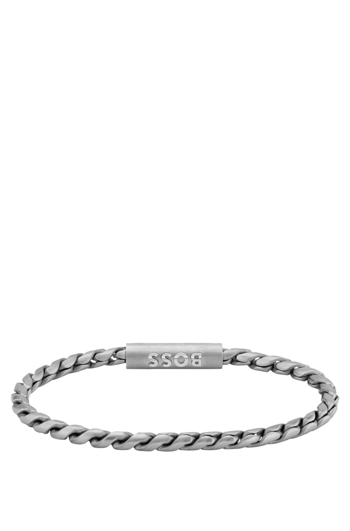 Silver-tone cuff with braided chain Product Image