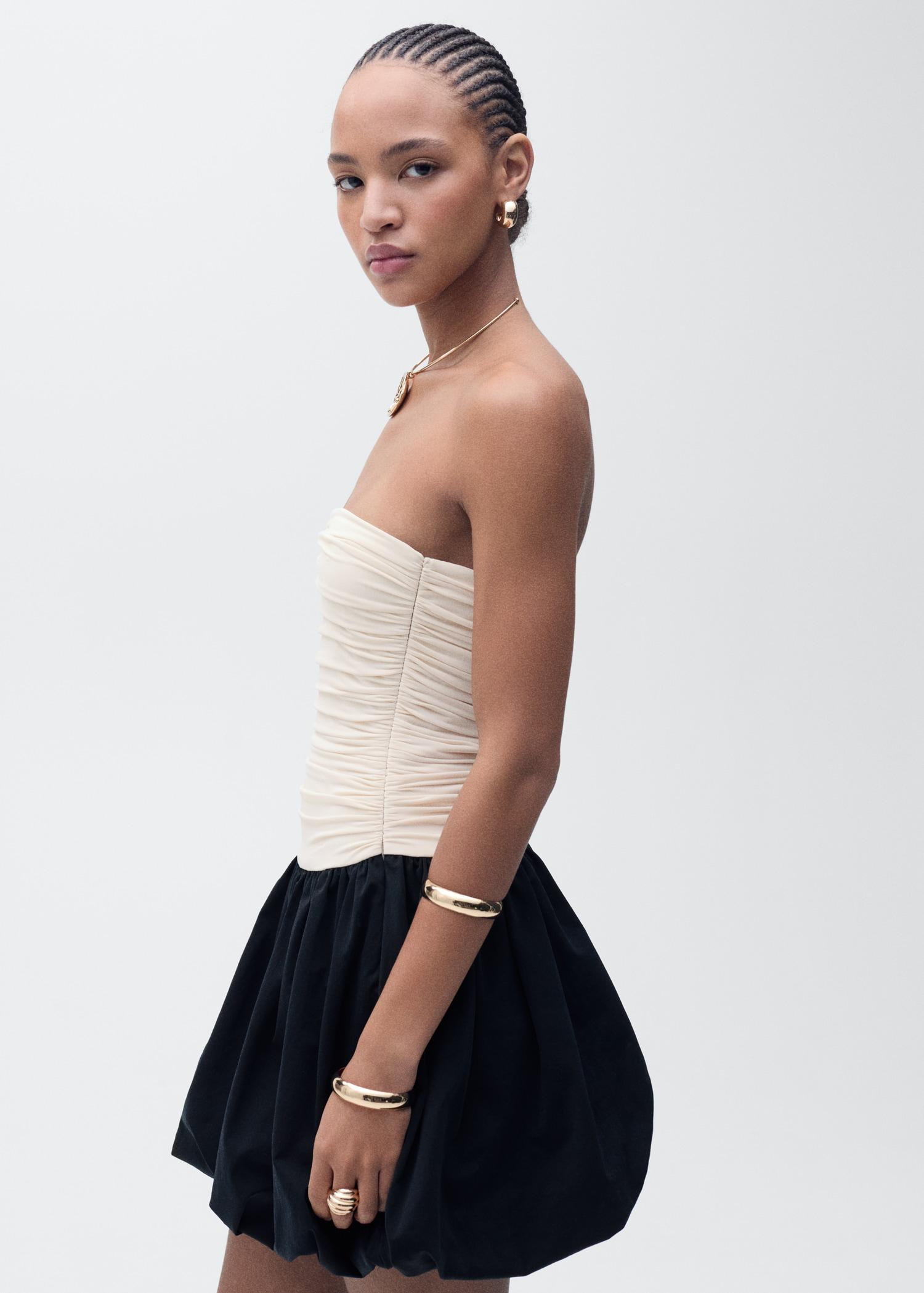 Draped-body balloon skirt dress - Women | MANGO USA Product Image