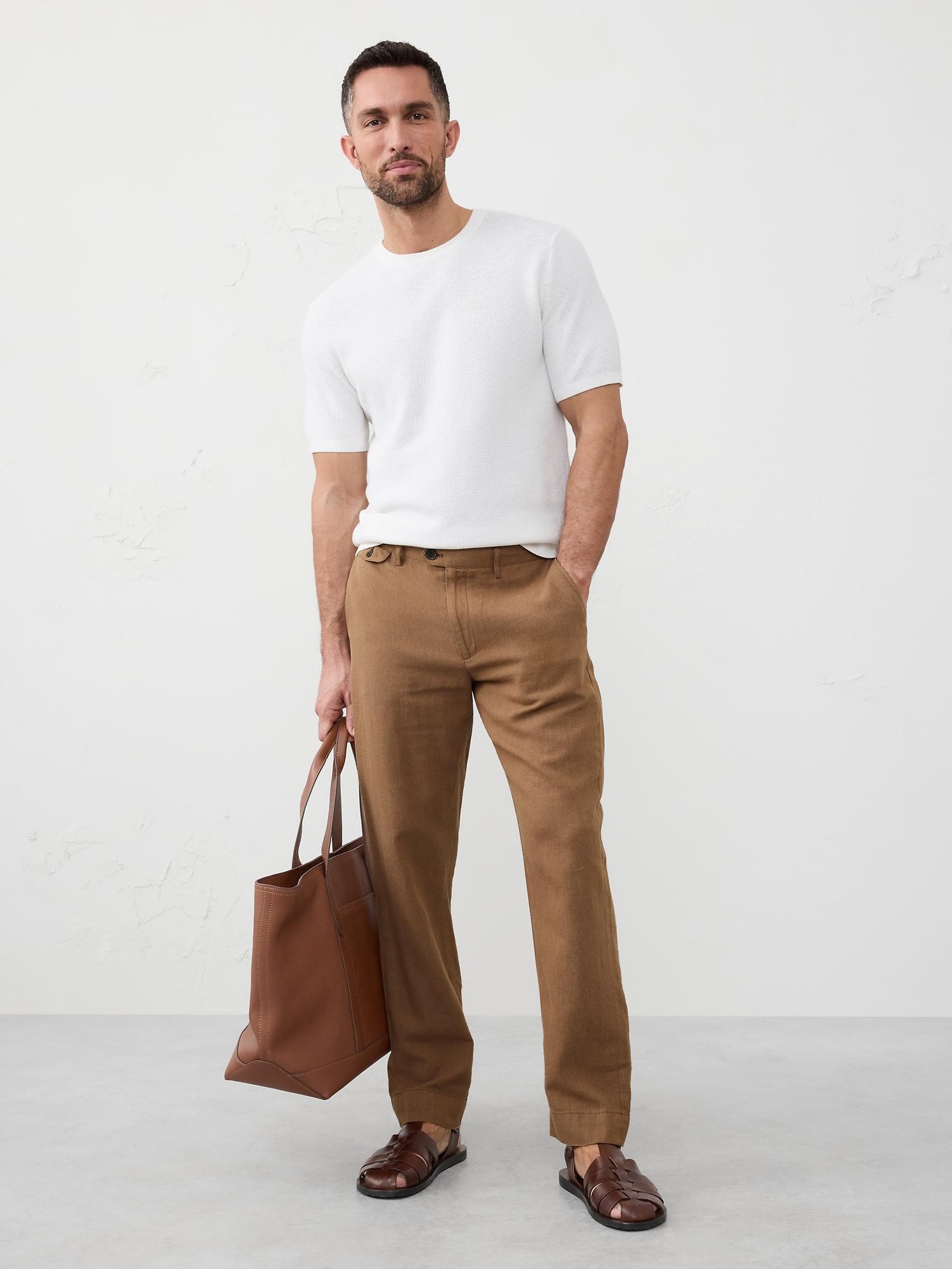 Slim-Straight Linen-Blend Trouser Product Image