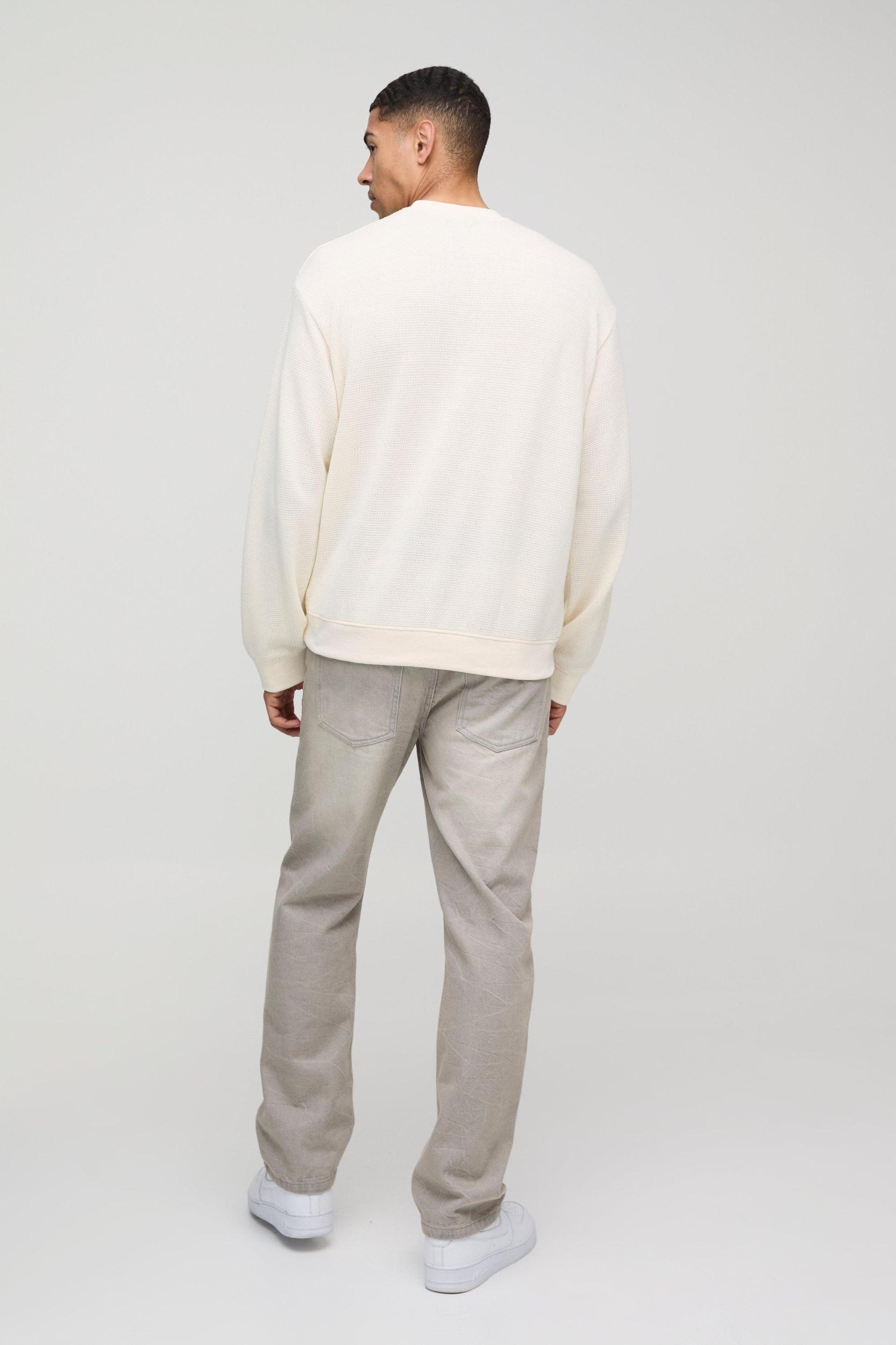 Oversized Boxy Waffle Embroidered Sweatshirt | boohooMAN USA Product Image