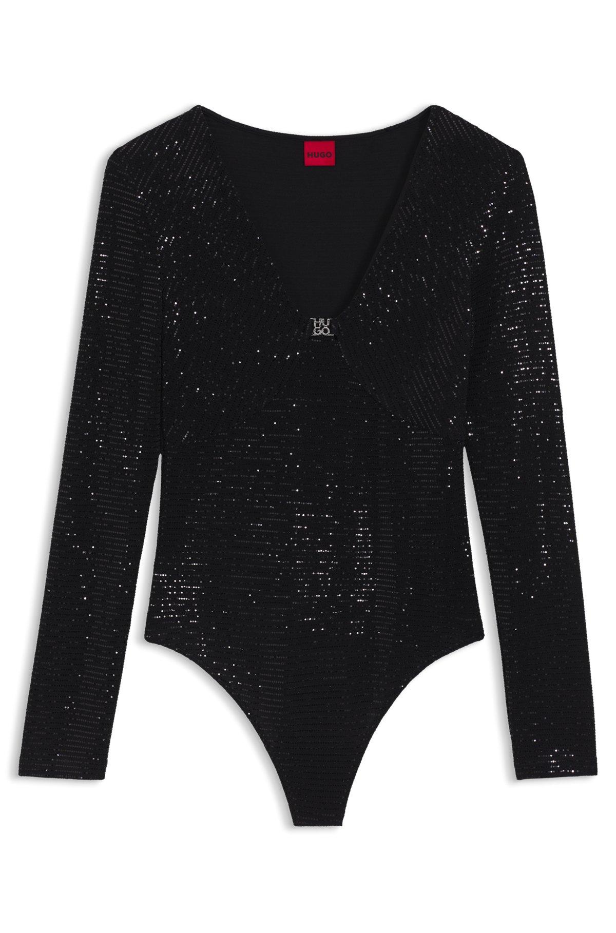 Sparkling bodysuit in stretch jersey with stacked-logo trim Product Image