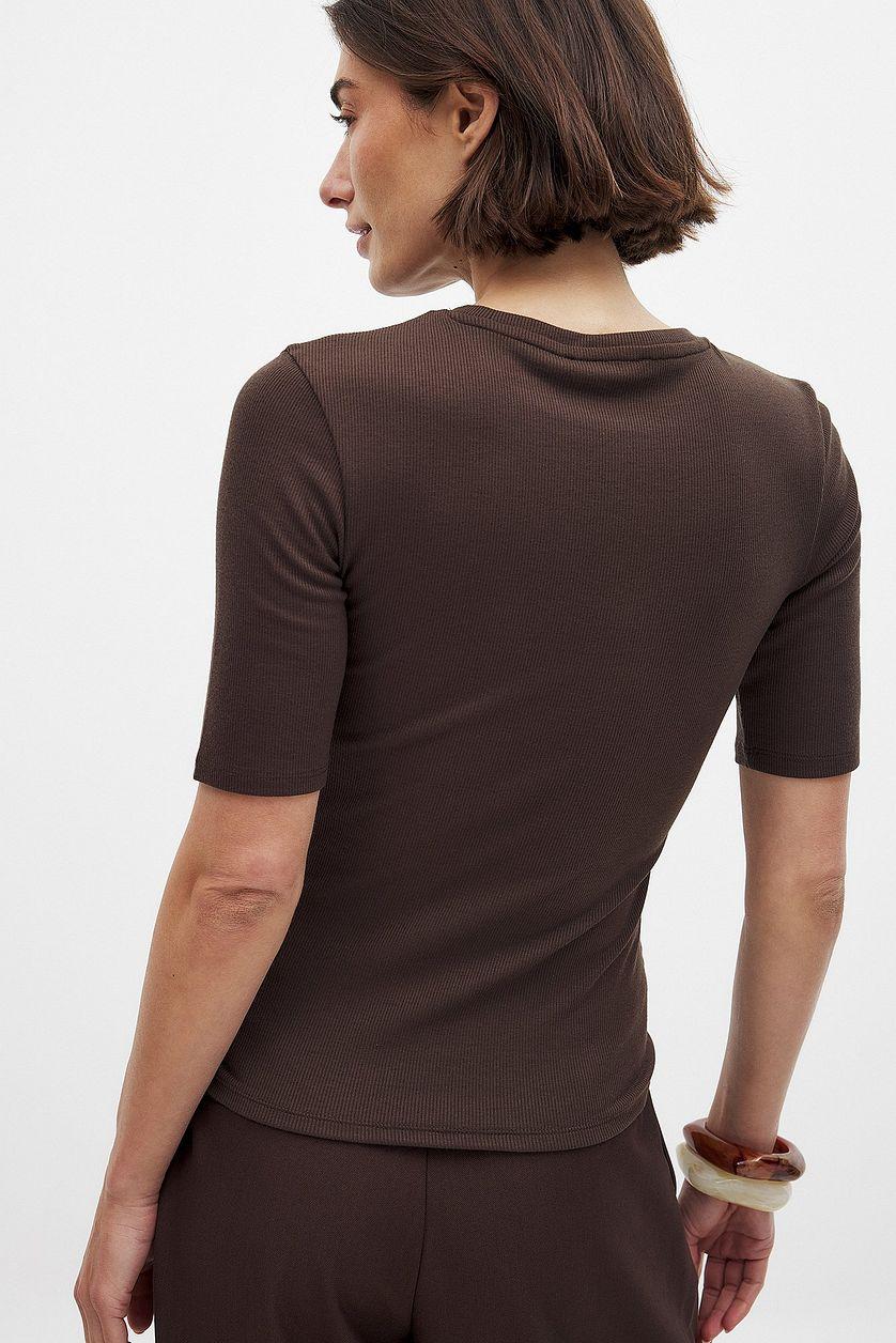 Round Neck Ribbed Top Product Image