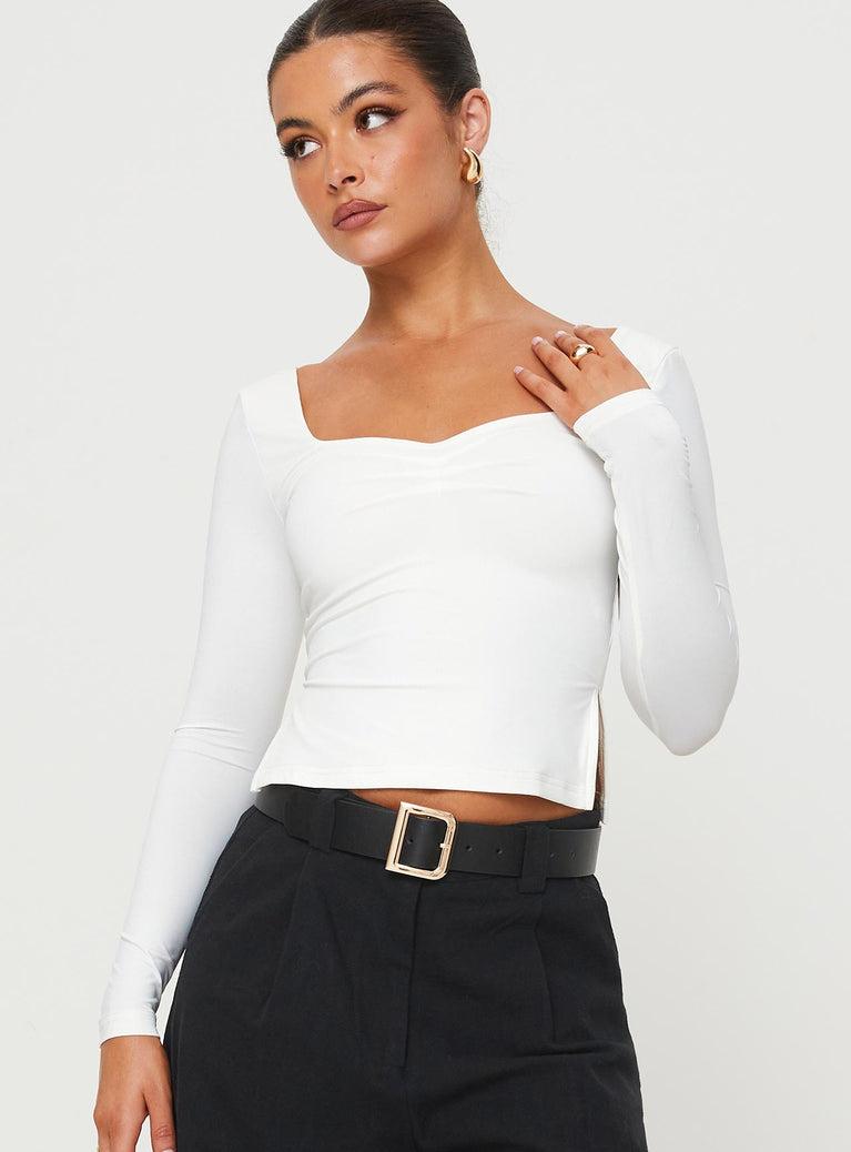 Rehna Long Sleeve Top White Product Image
