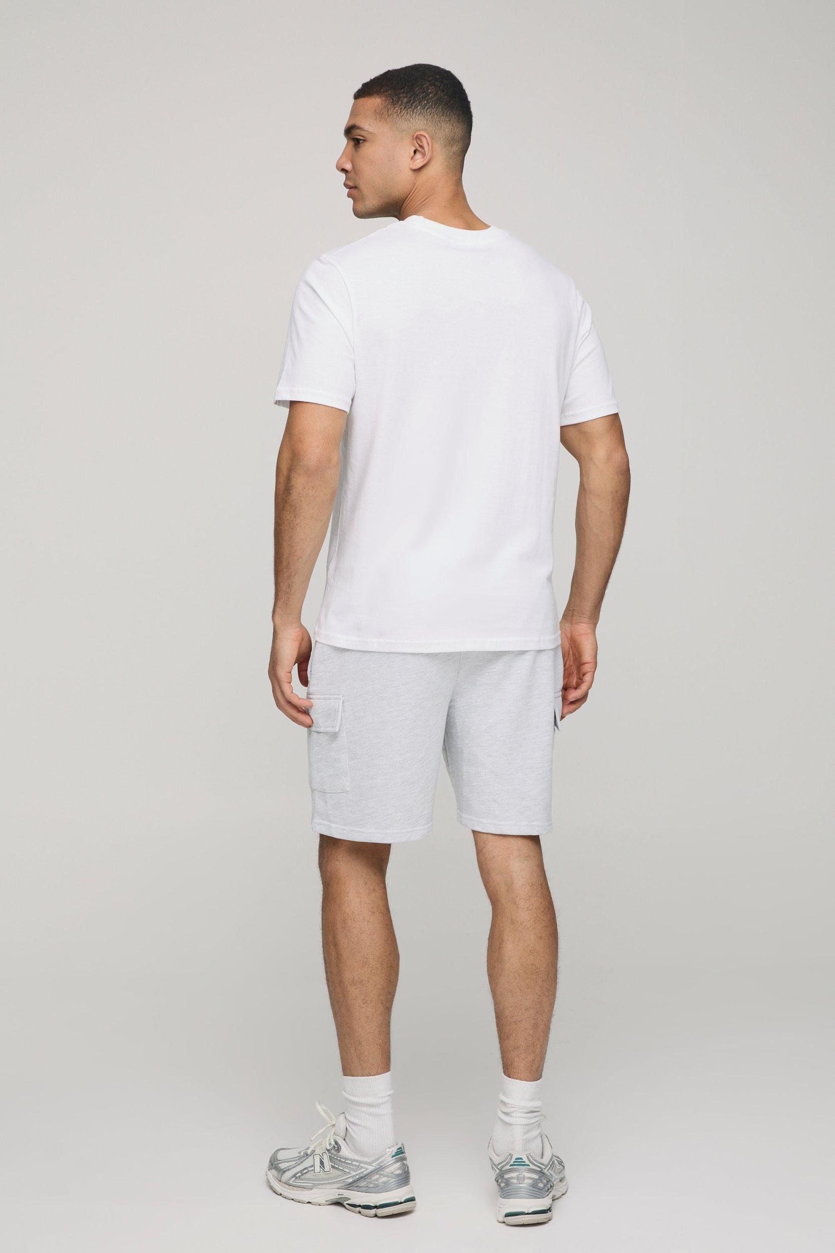 Regular Fit Basic Cargo T-Shirt and Short Set | boohooMAN USA Product Image