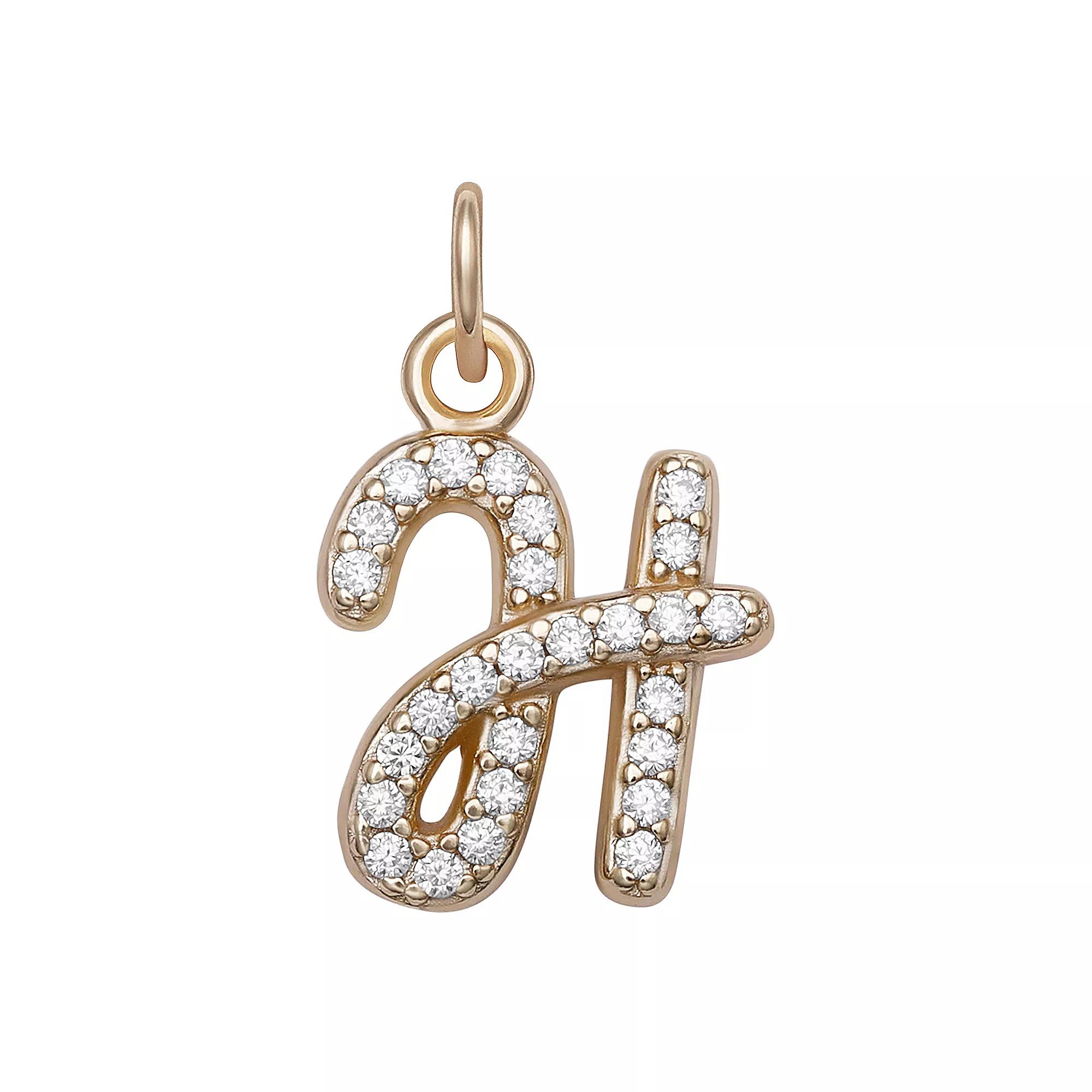 LC Lauren Conrad Sterling Silver Cubic Zirconia Initial Charm, Womens, Gold Tone O Product Image