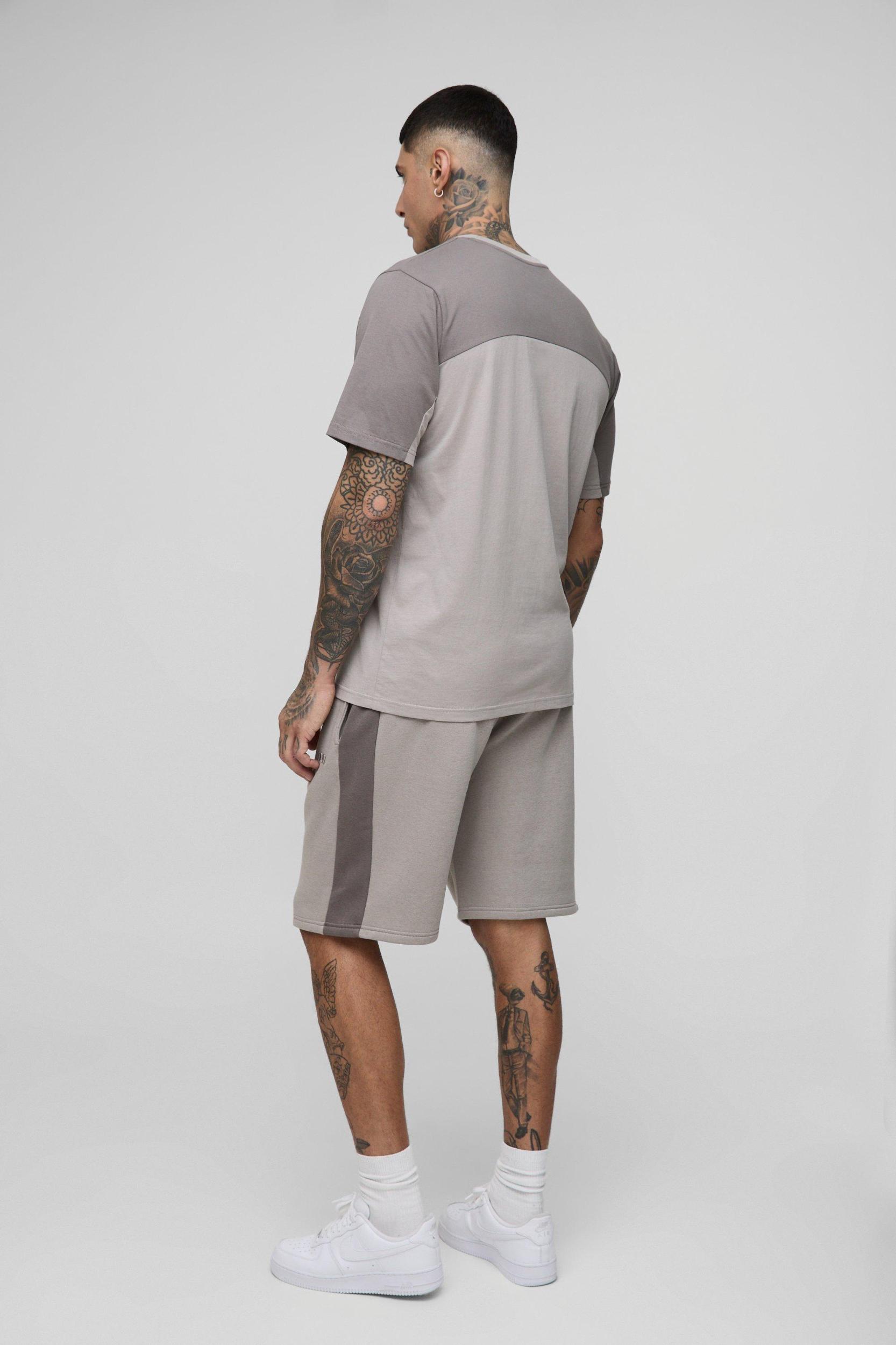 Tall Relaxed Fit Man Panel Detail Shorts | boohooMAN USA Product Image
