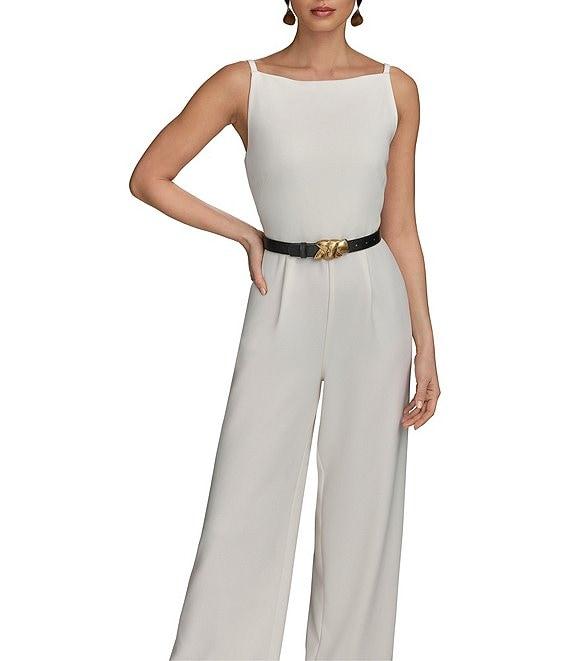 Donna Karan Sleeveless Square Neck Belted Jumpsuit Product Image