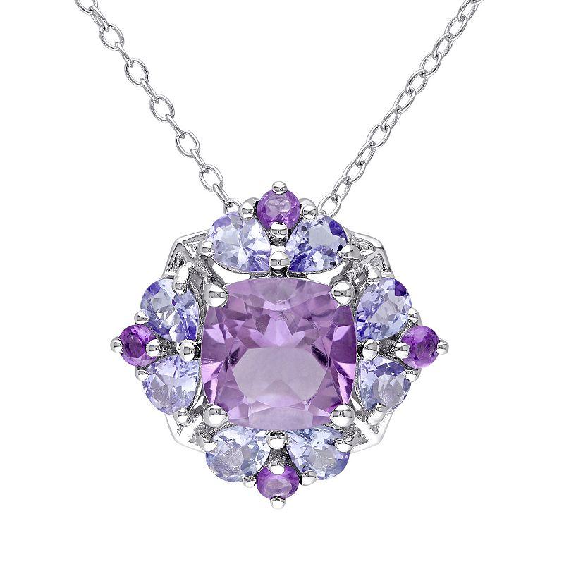 Stella Grace Amethyst & Tanzanite Sterling Silver Flower Pendant Necklace, Women's,  Product Image