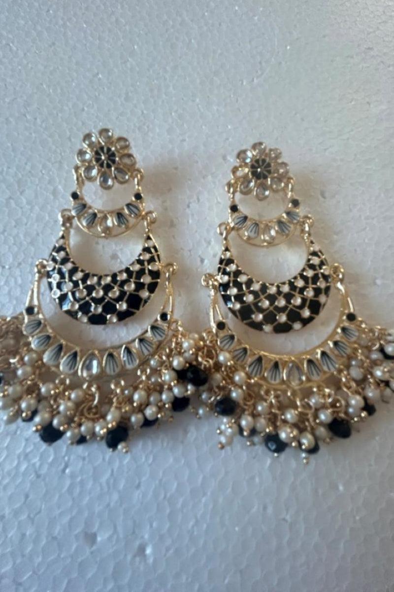 Traditional Boho Style Long Earrings With Pearl Hanging Product Image