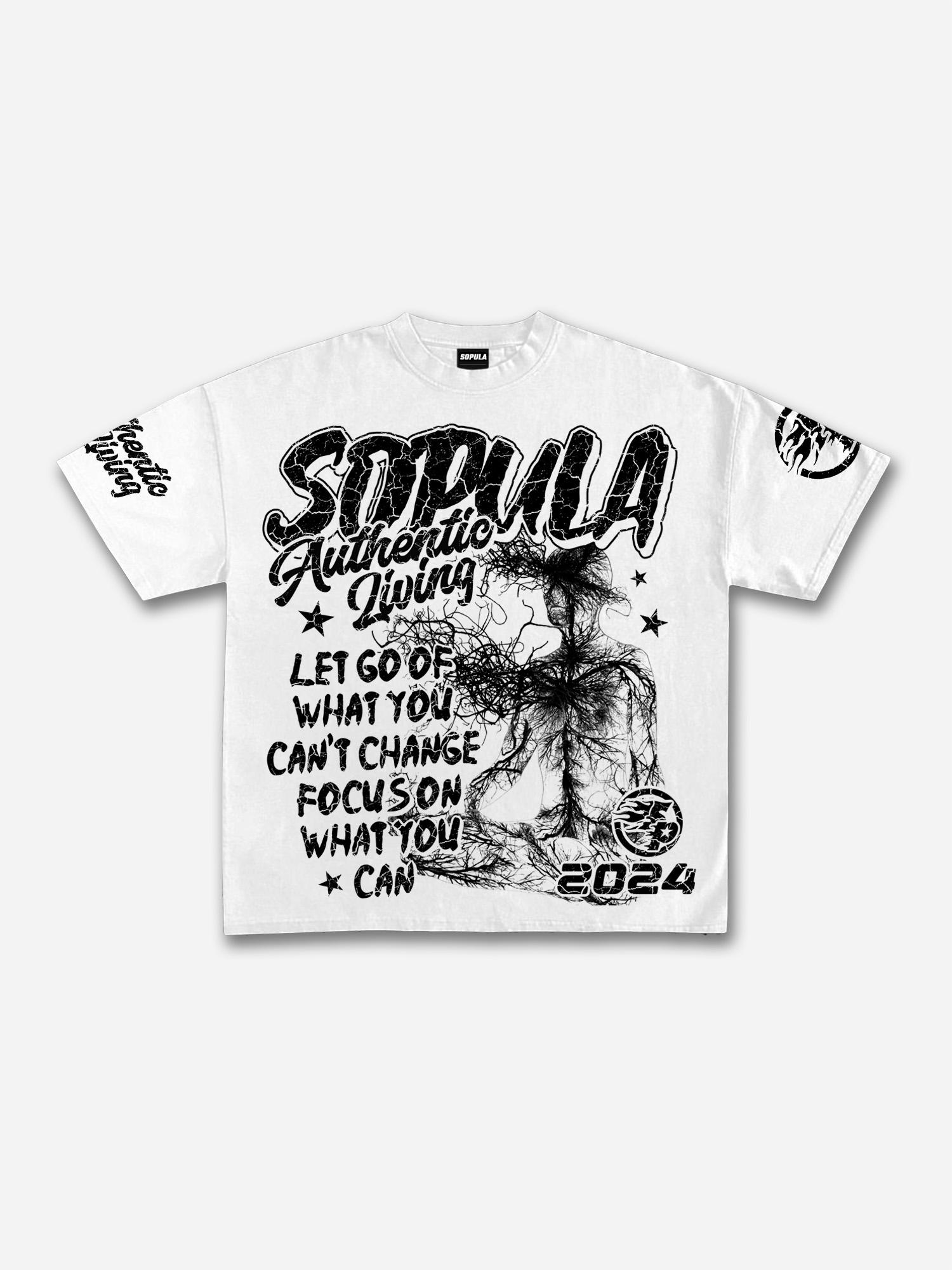 Sopula Studio Real Wise Vintage Print Pattern Cotton T-Shirt Product Image