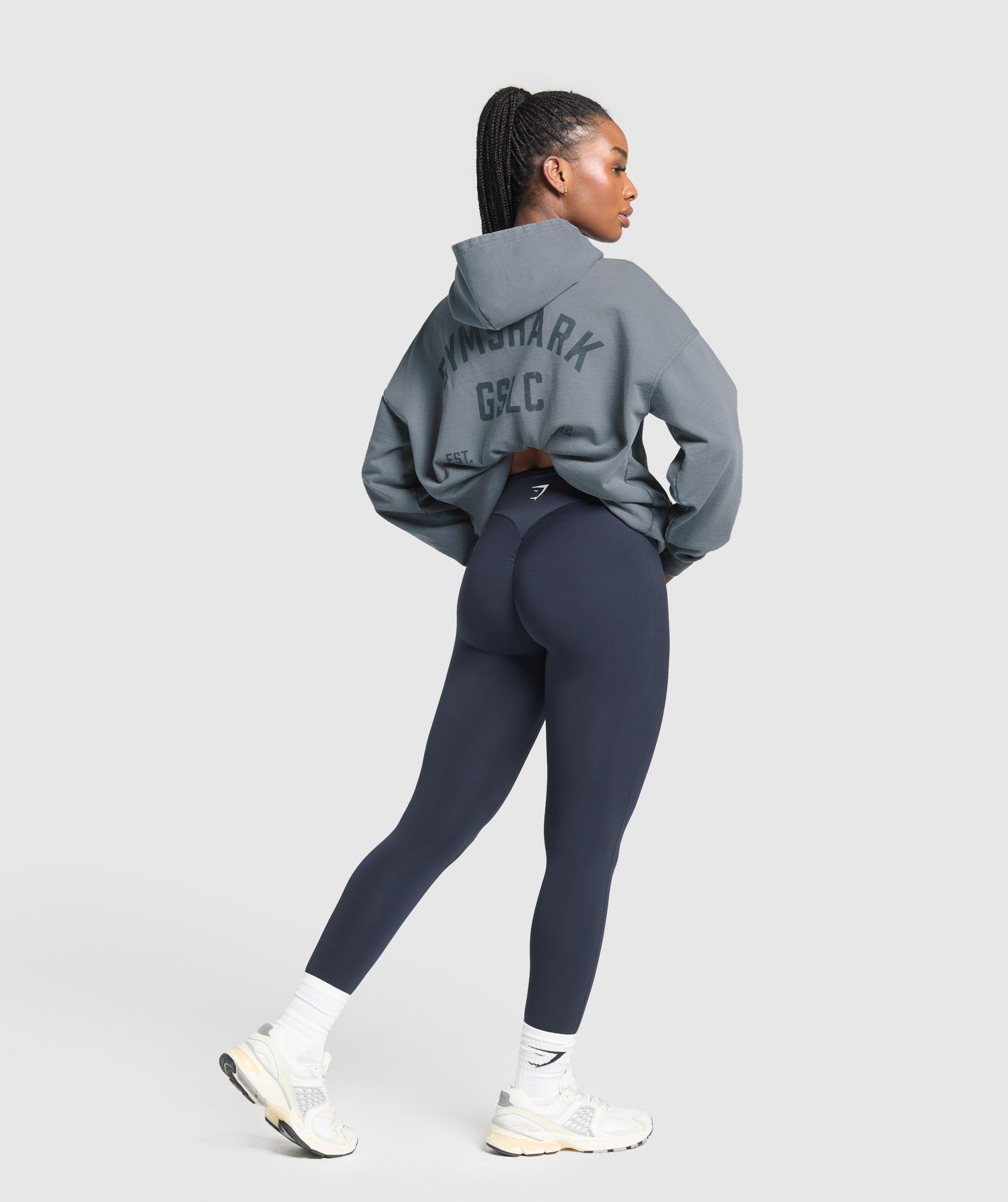 Gymshark GSLC Graphic Oversized Hoodie   - Iron Blue Female Product Image