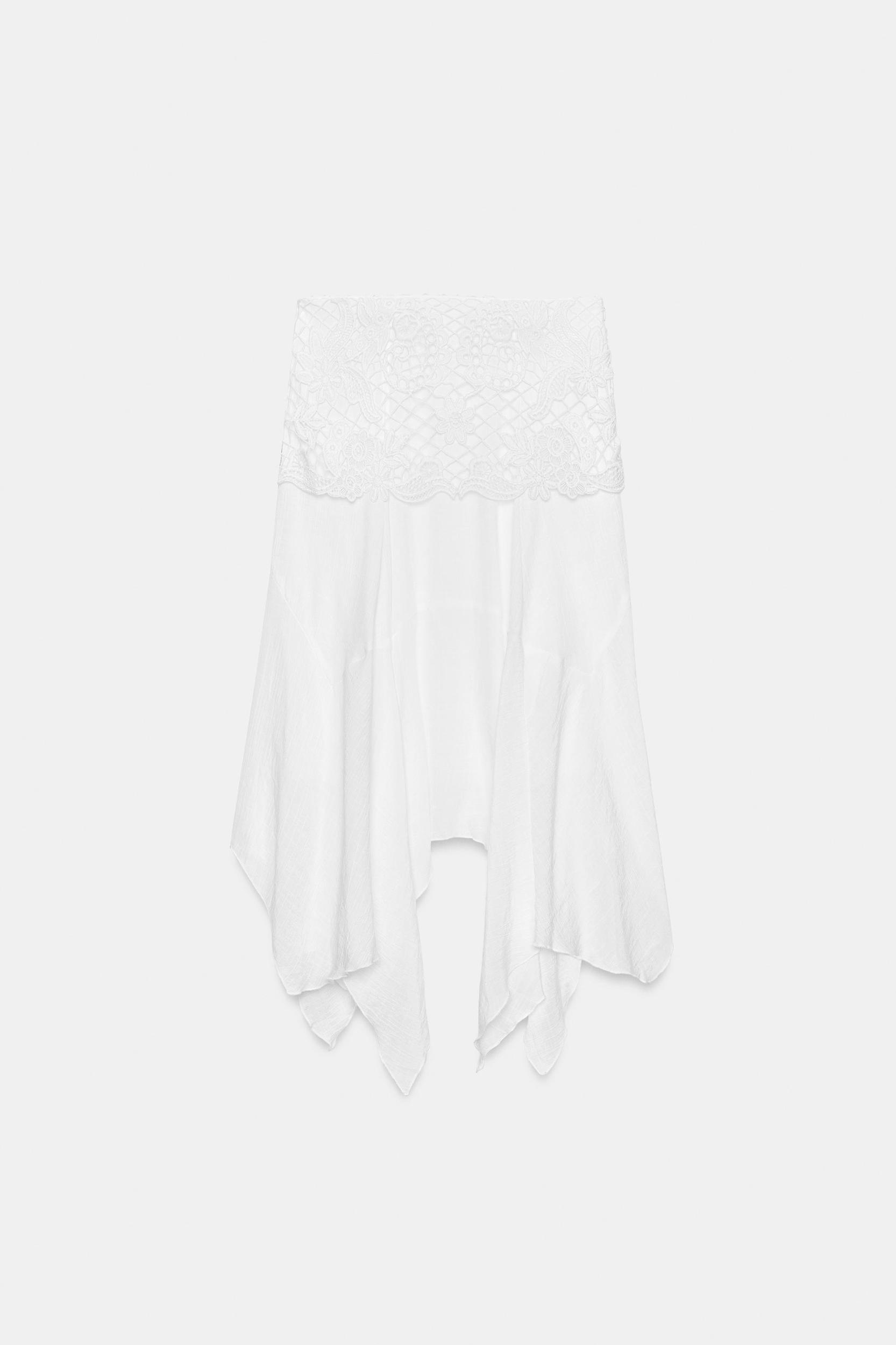 ASYMMETRIC EMBROIDERED MIDI SKIRT Product Image