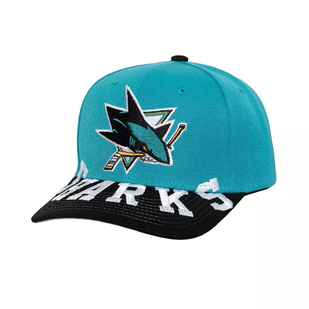 Men's Mitchell & Ness Teal/Black San Jose Sharks Underarch Two-Tone Pro Crown Snapback Hat, Sks Blue Product Image