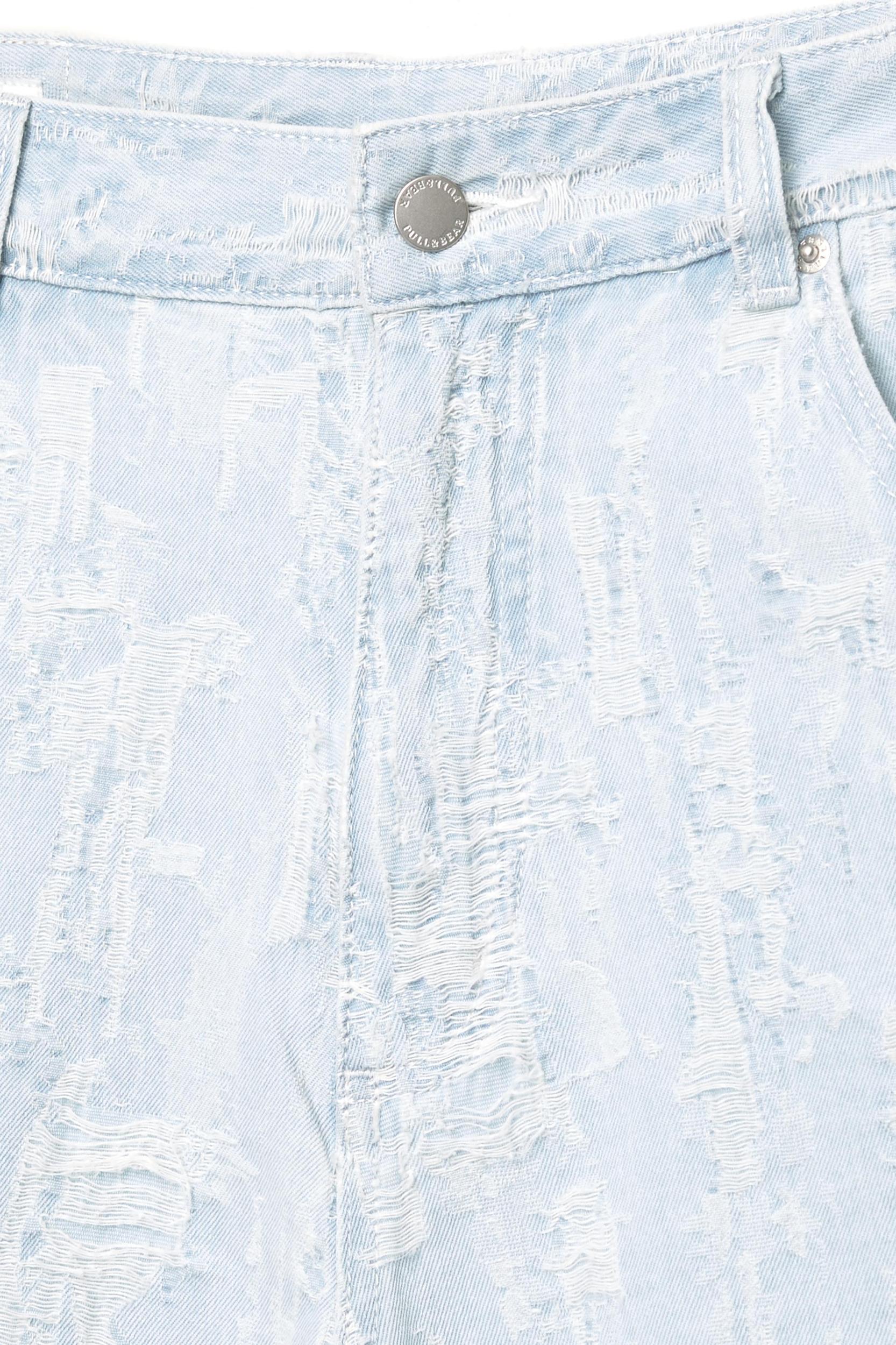 Baggy jacquard denim Bermuda shorts Product Image