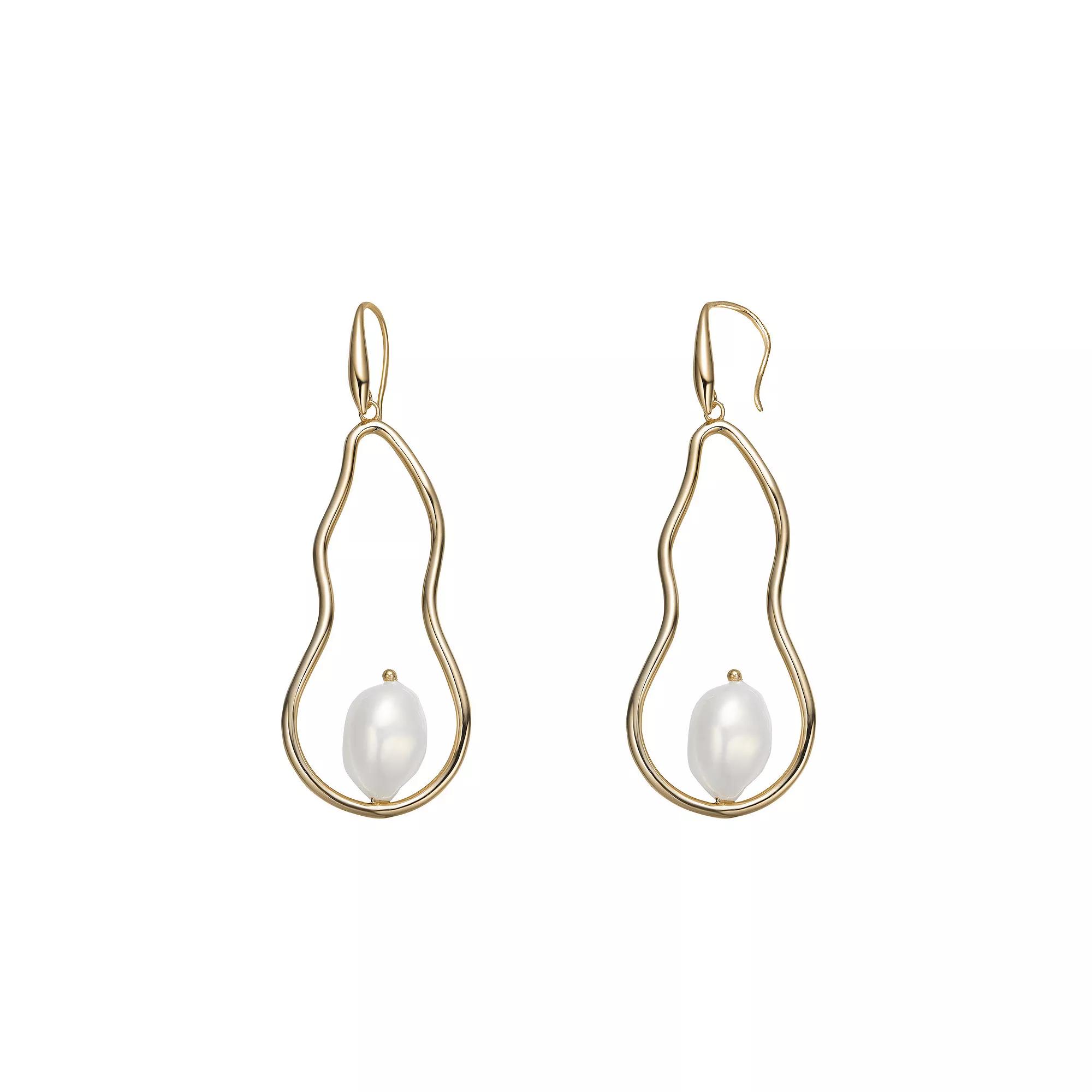 14k Gold Sterling Silver Freshwater Cultured Pearl Elongated Drop Earrings, Womens, Gold Tone Product Image