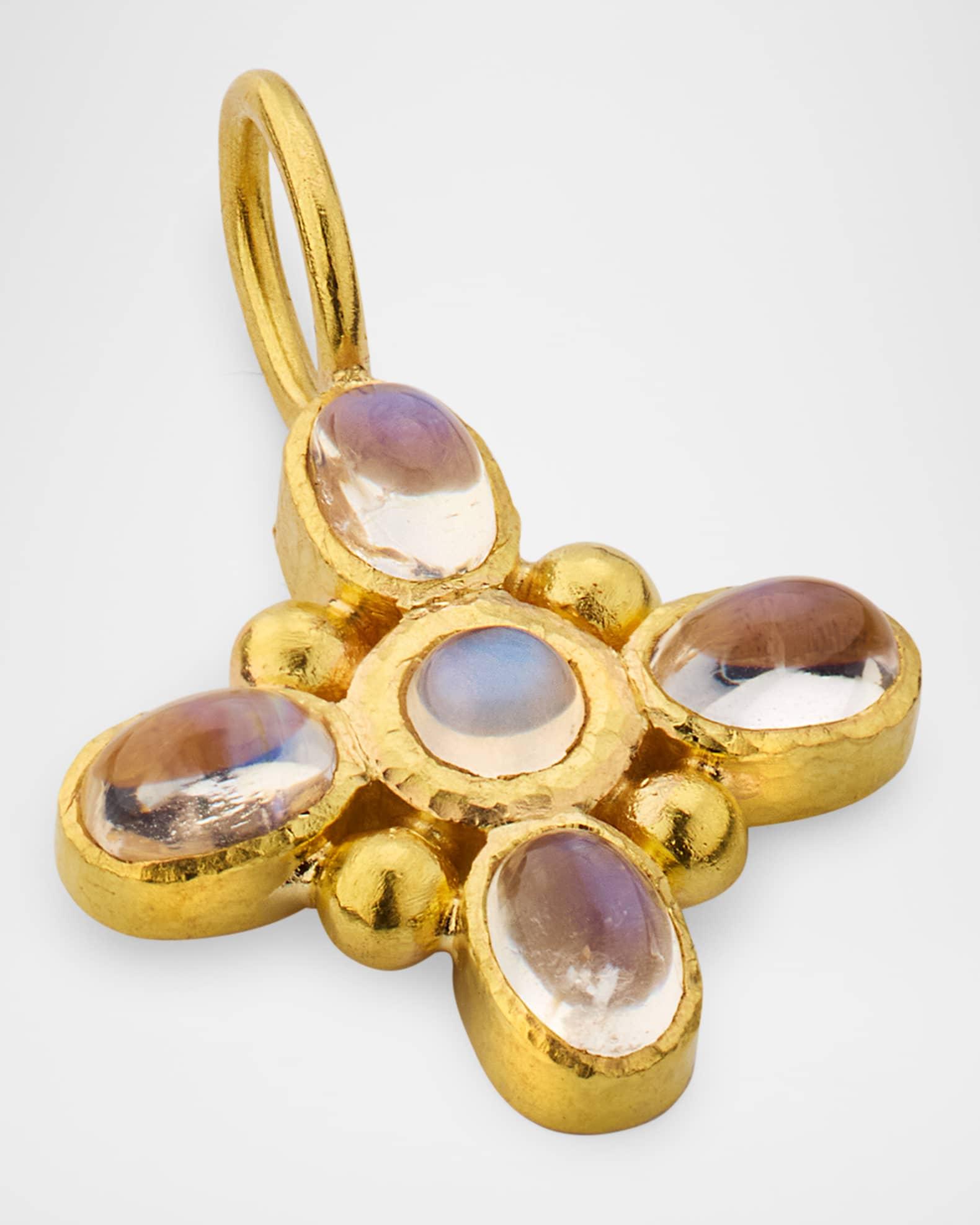 19K Moonstone Clover Pendant Product Image