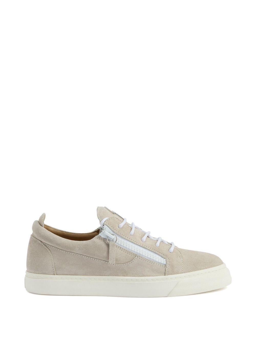 zip-detail suede low-top sneakers Product Image