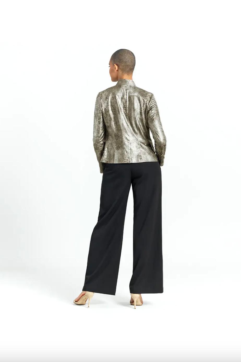 Liquid Leather Textured Biker Jacket - Croc Print Product Image