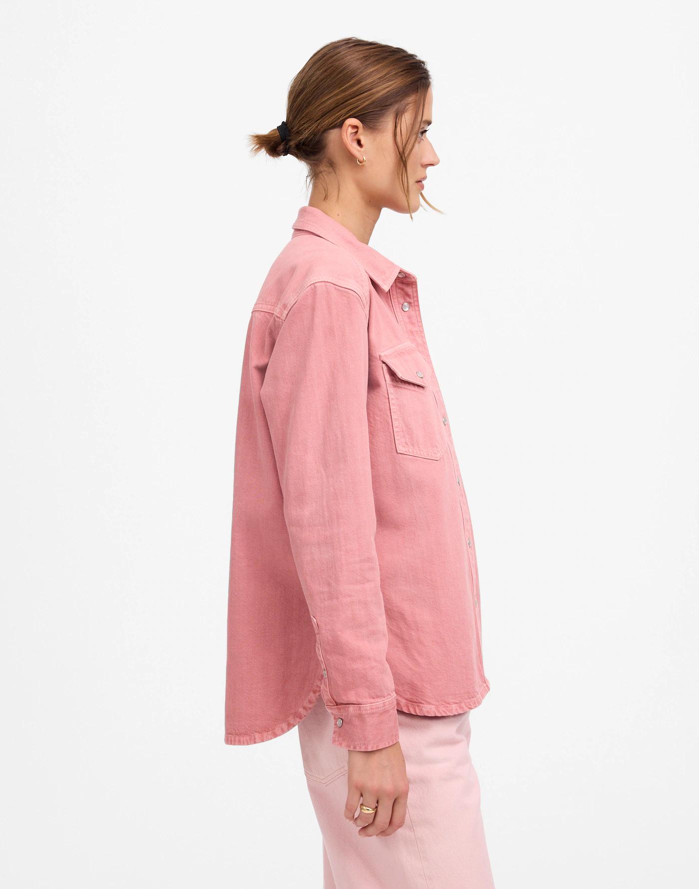 Oversized Western Shirt in Garment-Dyed Denim Product Image