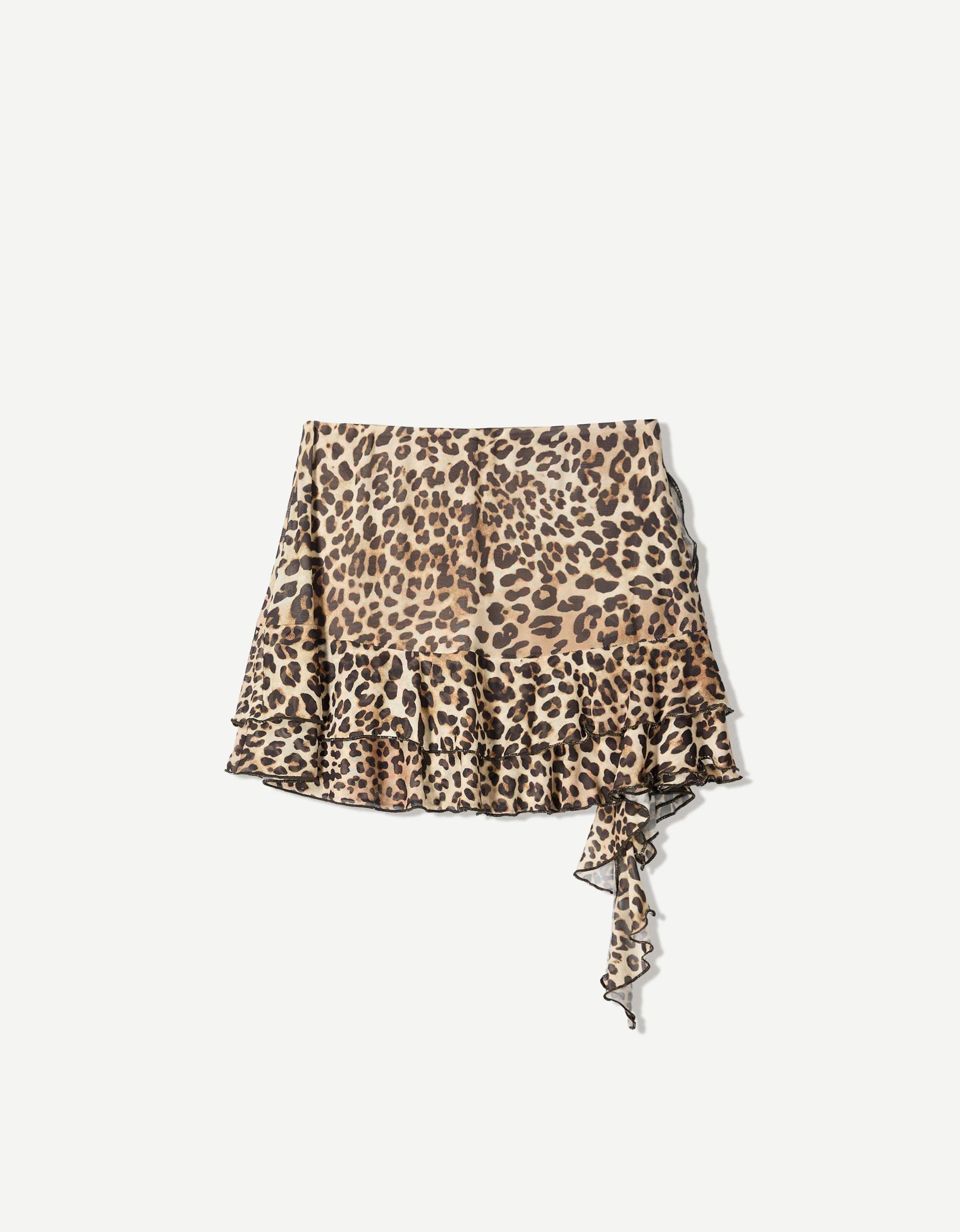 Tulle printed mini skirt with ruffles Product Image