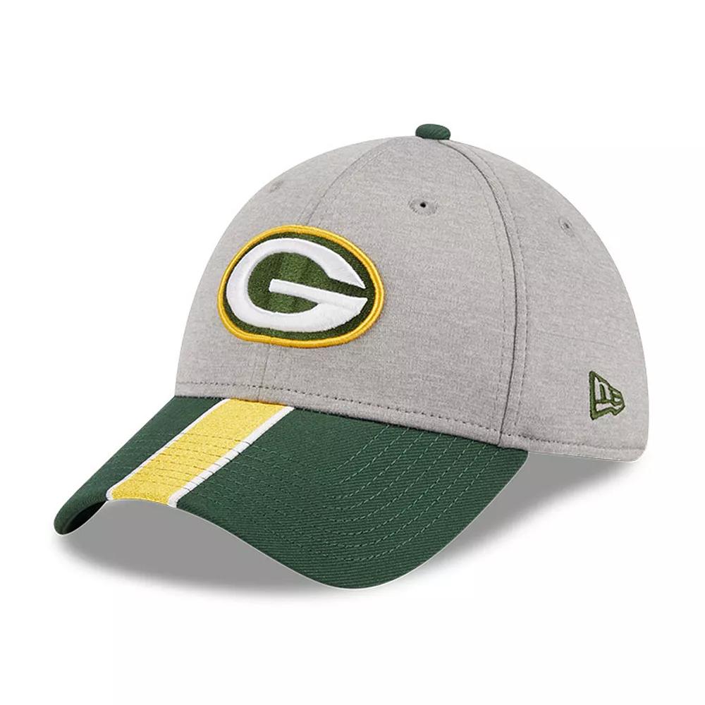 Men's New Era Heather Gray/Green Green Bay Packers Striped 39THIRTY Flex Hat, Size: Medium/Large, Grey Product Image