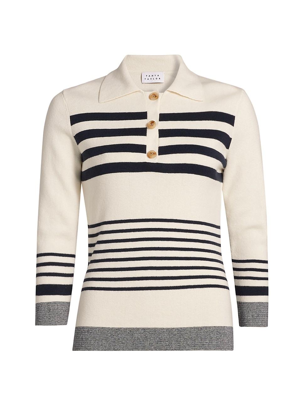 Womens Denise Striped Cotton-Cashmere Knit Top Product Image