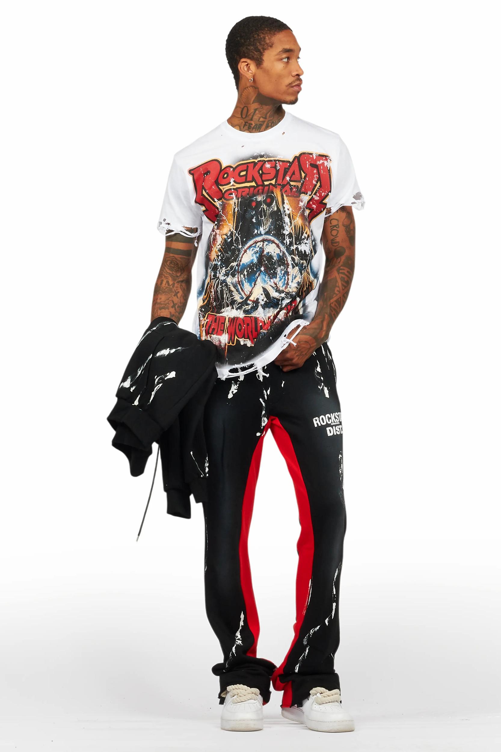 Rampage Black Hoodie/Baggy Track Pant Set Male Product Image